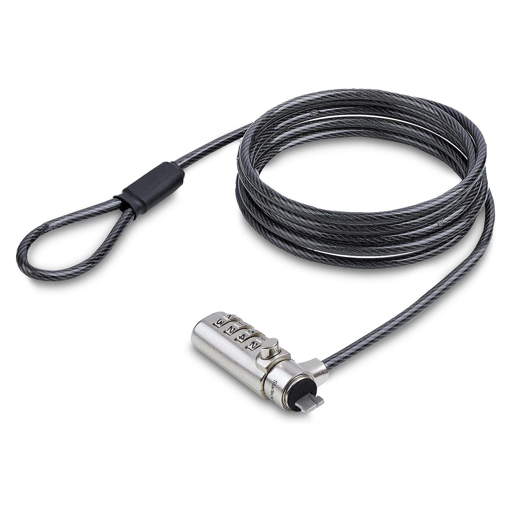 Startech Nano Slot Compatible 6.6ft (2m) Cable Lock, Laptop Security - Sikkerhedskabelslås - sort og sølv - 2 m