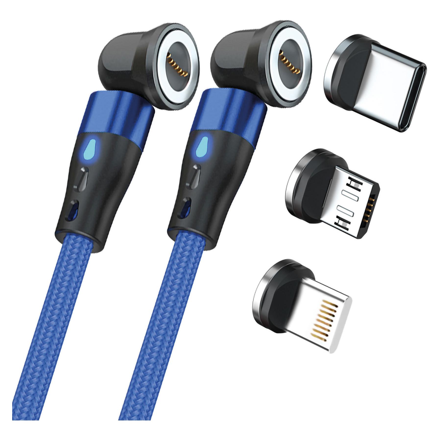 Magnetisk USB-kabel RealPower MagneticCharge2 - 1 m, blå