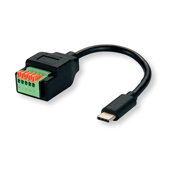 Kabeladapter ROLINE 12.02.1173 USB Type-C han til 5-pin klemrække - 15 cm