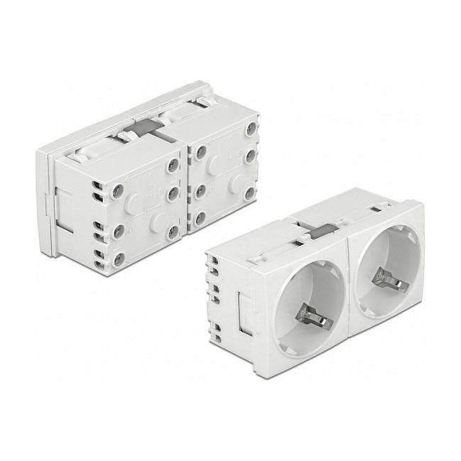 Delock Easy 45 - strømsokkelmekanisme - 2 strømsokler - hvid, RAL 9003