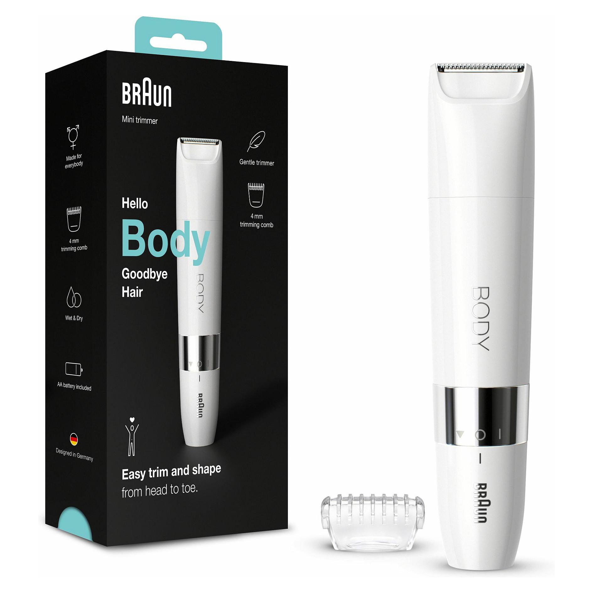 Braun BS1000 kropstrimmer til våd og tør brug, hvid