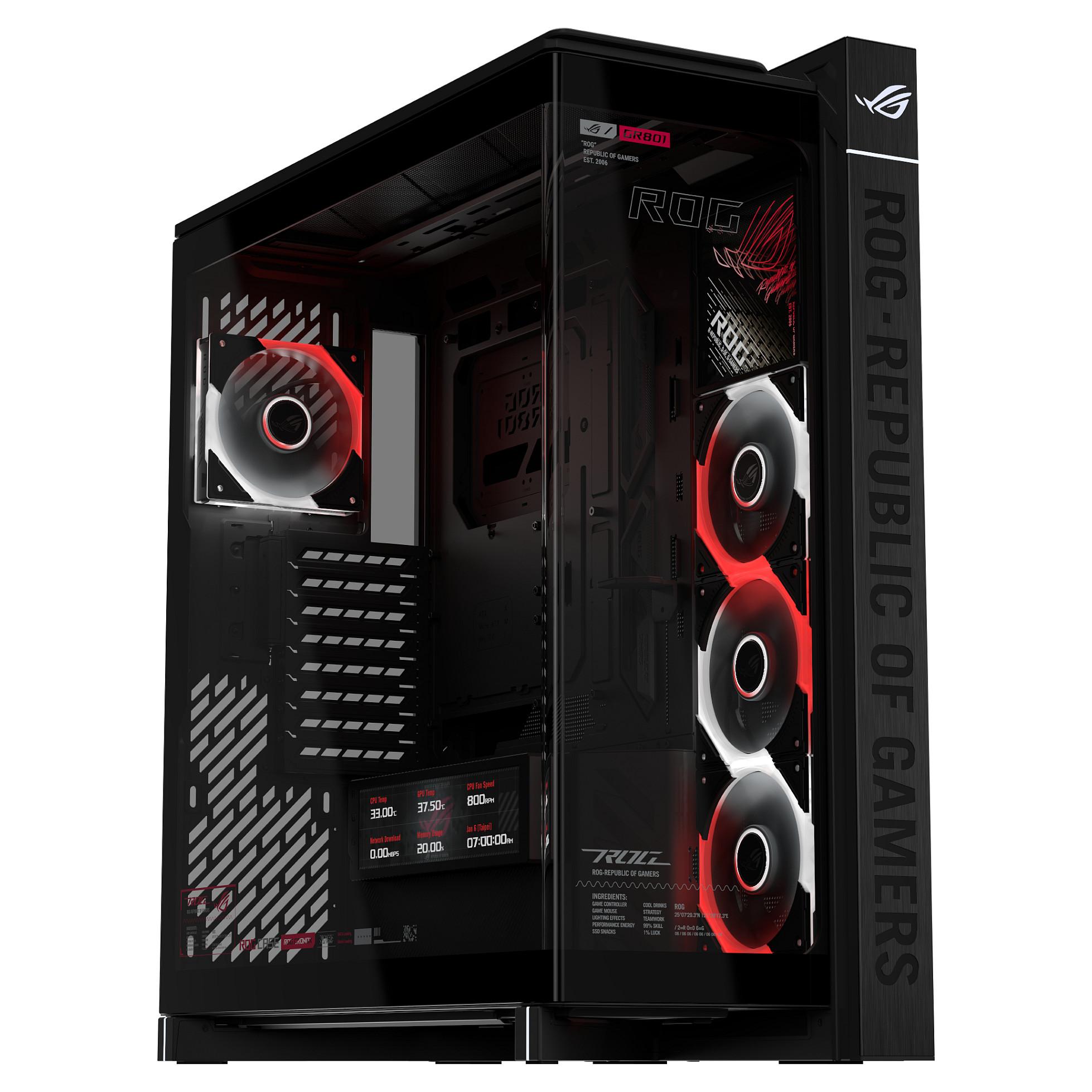 ASUS ROG Cronox GR801 PC-kabinet ARGB E-ATX, buet hærdet glas, sort
