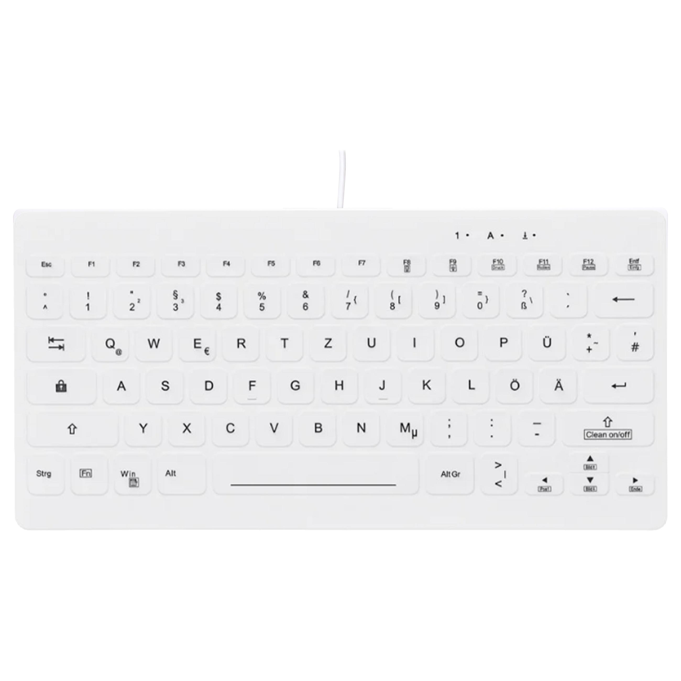 Cherry Active Key QuickClean medicinsk tastatur IP68 mini med kabel, hvid, tysk QWERTZ
