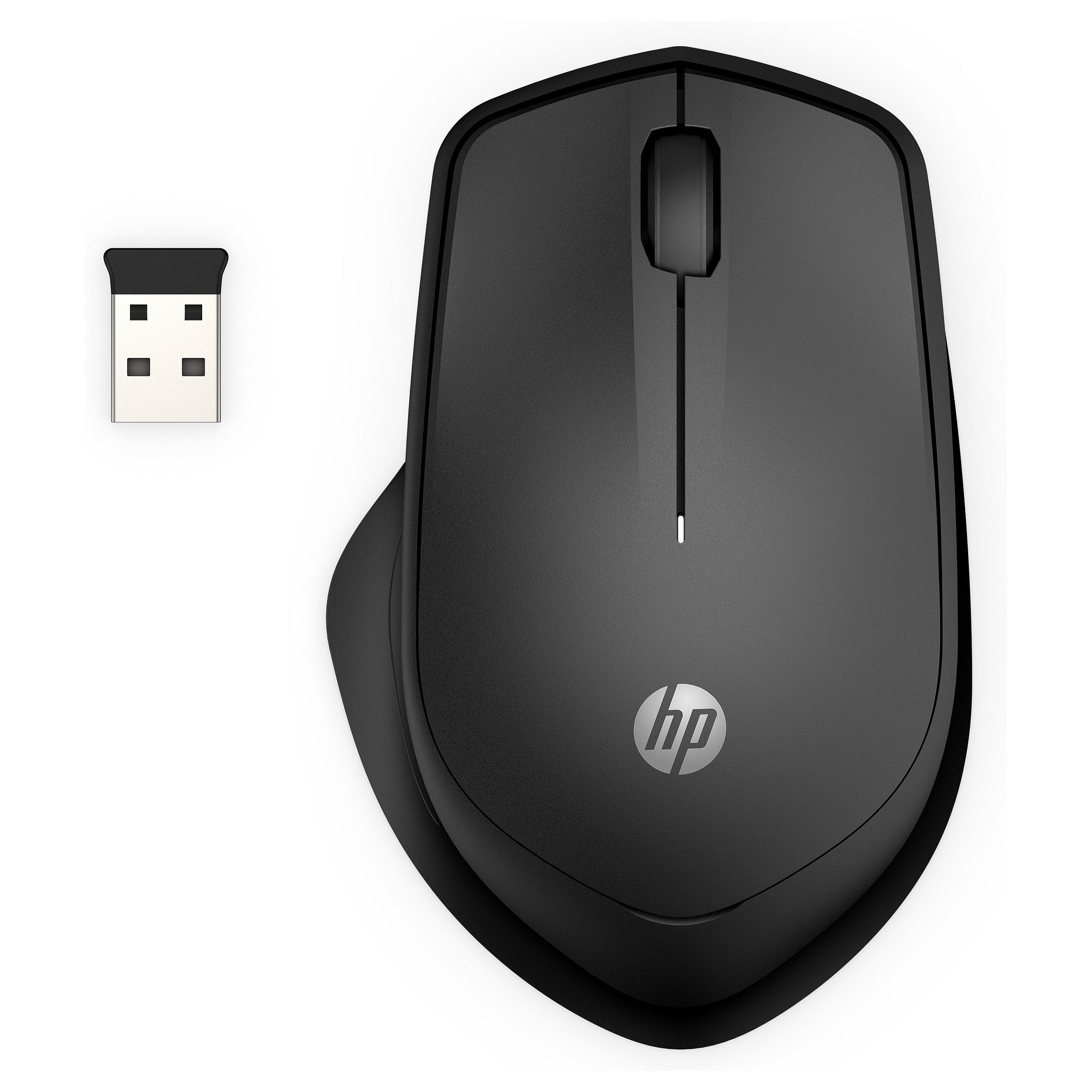 HP 280 lydløs trådløs mus til kontor, højrehåndet, sort med USB-A modtager