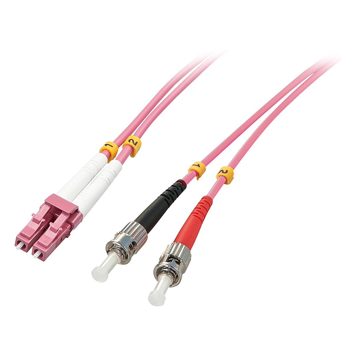 Fiberoptisk duplexkabel Lindy 46352 LC/ST OM4 3 m - pink
