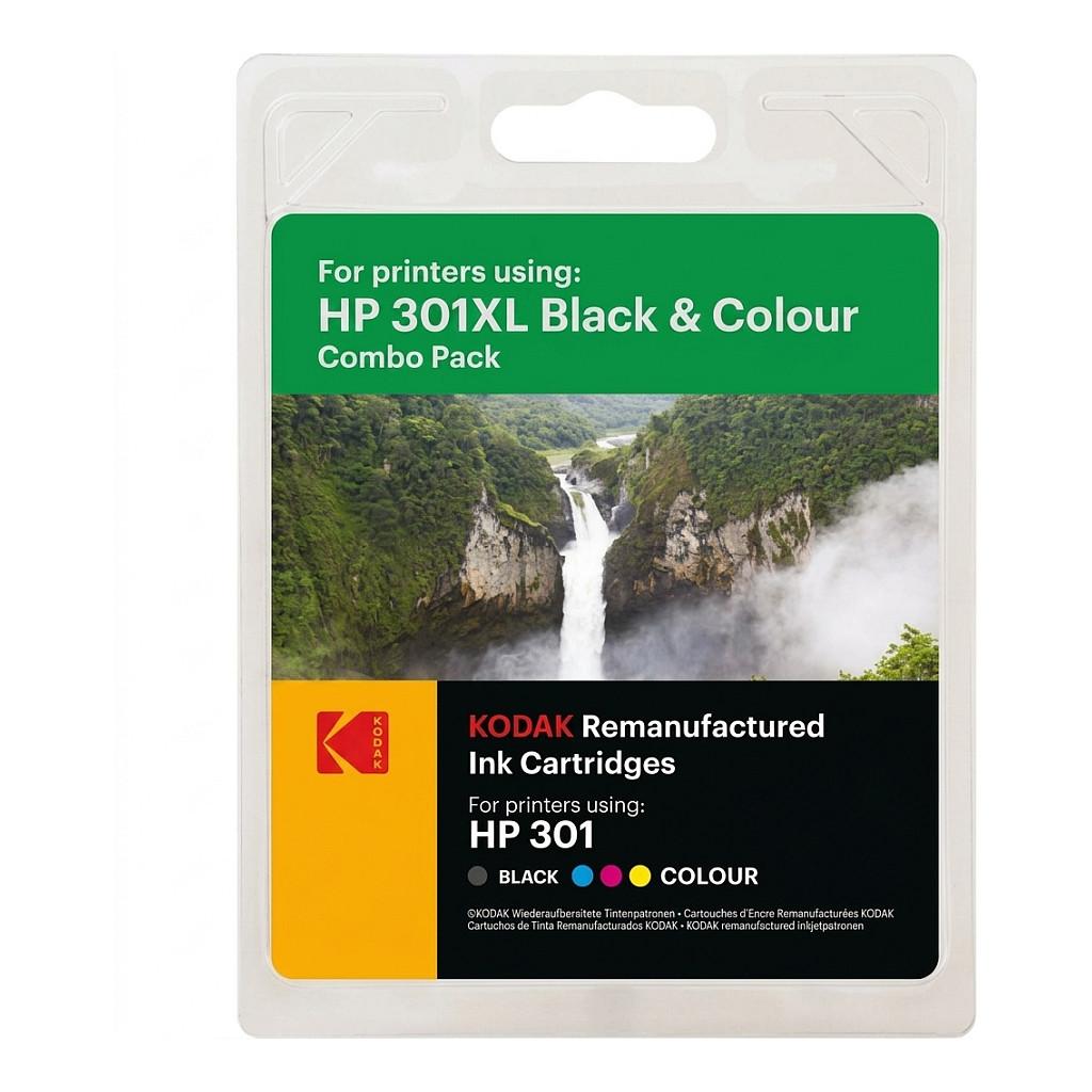 Kodak 301XLValue Pack (Sort, cyan, magenta, ) 15 + 18 ml - HP (kompatibel)