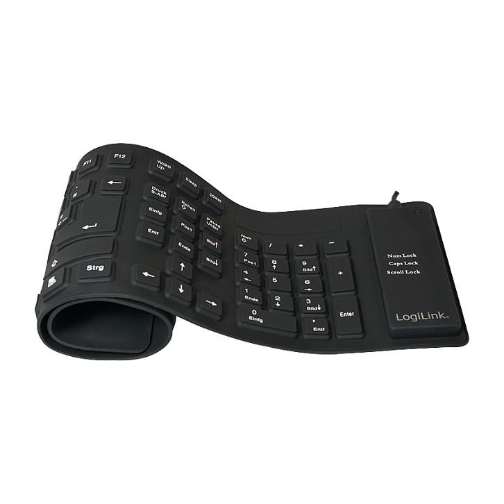 Fleksibelt tastatur LogiLink ID0019A QWERTZ - sort