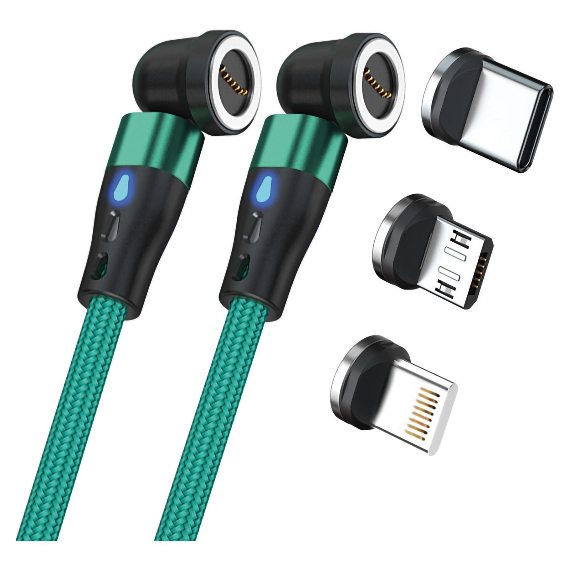Magnetisk USB-kabel RealPower MagneticCharge2 1 m - grøn