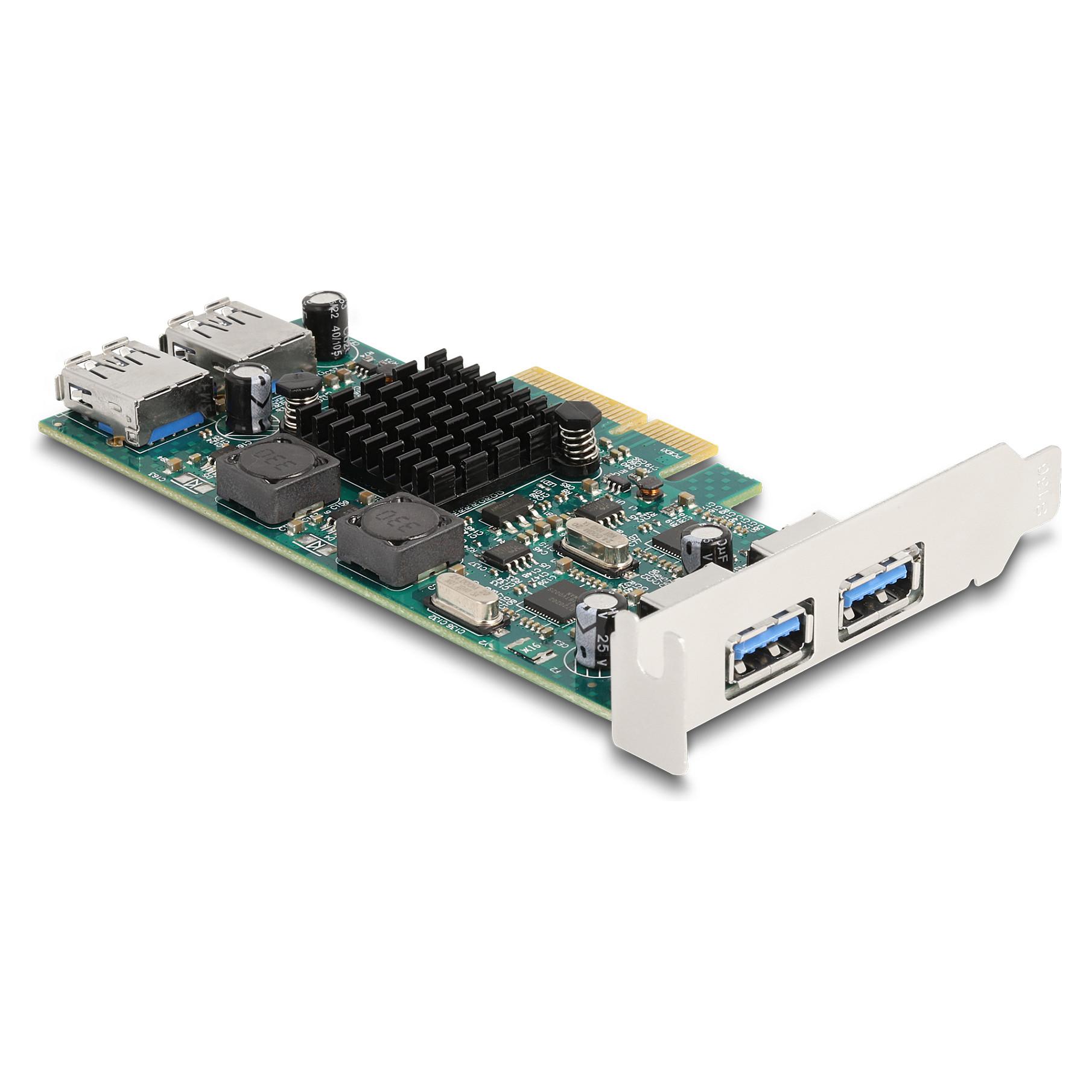 PCIe x4 USB-kort DeLOCK 90282 - 2 x ekstern + 2 x intern, low profile