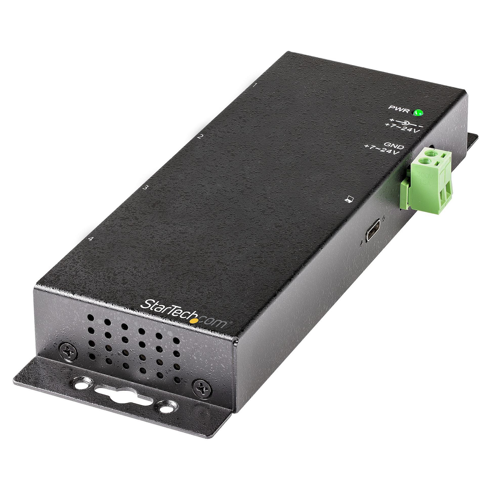 StarTech.com 4 Port USB C Hub 10Gbps, Metal Industrial USB-C Hub, 2x USB-C & 2x USB-A, ESD Surge Protection, USB-C or USB-A Host, Self-Powered, Mountable USB 3.1 Gen 2 Type-C Hub - Commercial/Rugged U