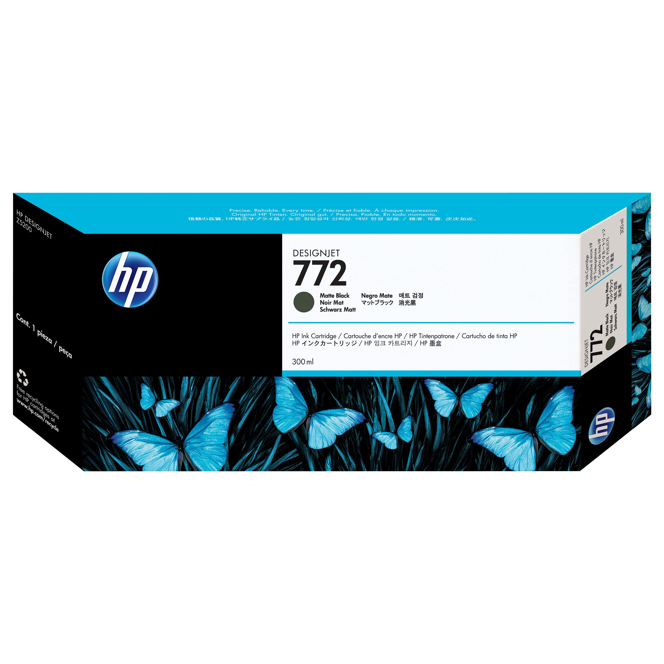 HP 772 - 300 ml - mat sort - original - DesignJet - blækpatron - for DesignJet HD Pro MFP, Z5200, Z5200 PostScript, Z5400 PostScript ePrinter