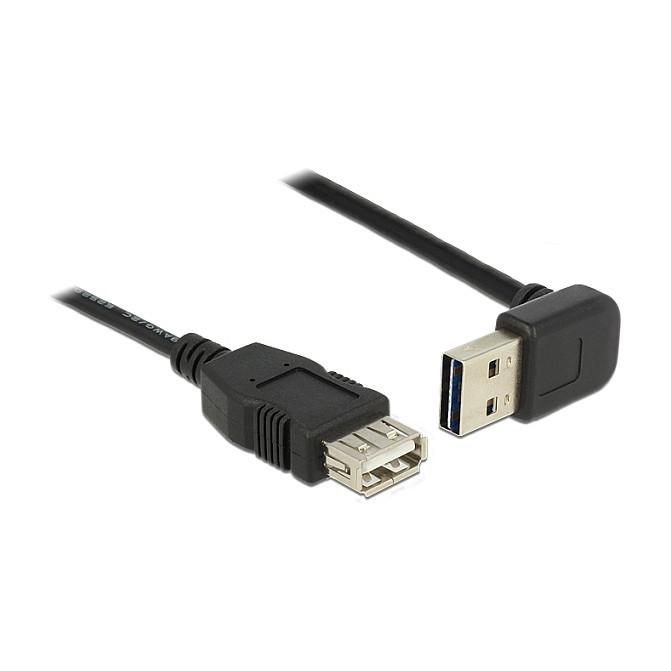Delock Easy - USB forlængerkabel - USB (han) venstre-/højrevinklet, omvendelig til USB (hun) - USB 2.0 - 50 cm - sort