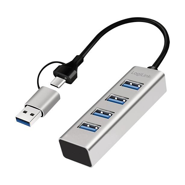 USB-hub LogiLink UA0455 4-port USB-A med USB-A/USB-C