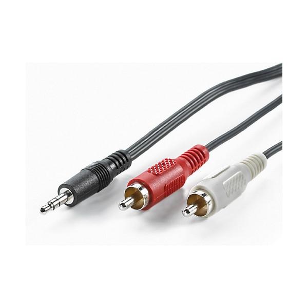 Lydkabel VALUE 3,5 mm til 2 x RCA han - sort