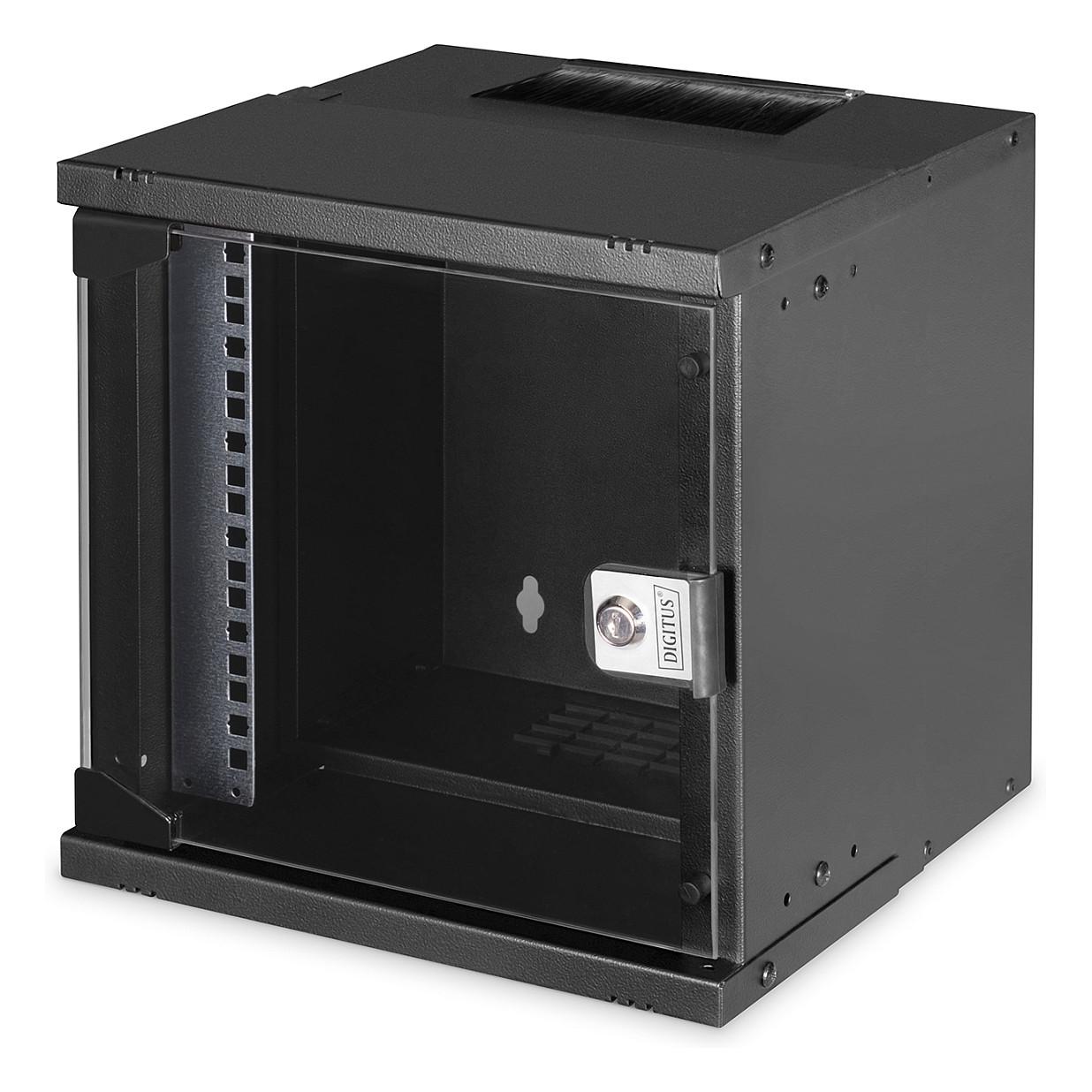 DIGITUS SOHO Pro vægmonteret 10 tommer rackskab 6U 31,6 x 29,8 x 32,4 cm - sort