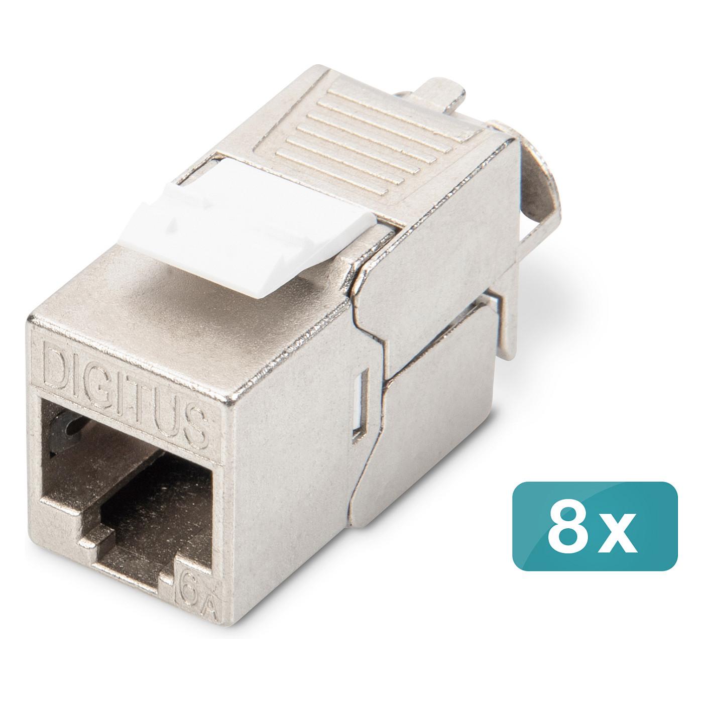 DIGITUS - Modular indlæg - keystone, værktøjsfri - CAT 6a - skærmet - RJ-45 (pakke med 8)