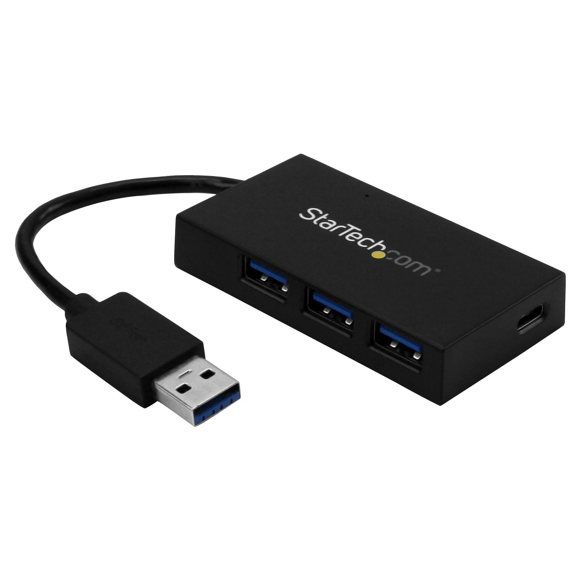 Startech 4 Port USB 3.0 Hub, USB Type-A Hub with 1x USB-C & 3x USB-A Ports (SuperSpeed 5Gbps), USB Bus Powered, USB 3.1/USB 3.2 Gen 1 Adapter Hub, Portable USB Hub for Laptop/Desktop - Windows/macOS/Linux (HB30A3A1CFB) - Hub - 4 x SuperSpeed USB 3.0 - desktop - for P/N: CFASTRWU3C, SDMSDRWU3AC