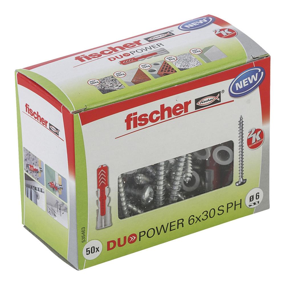Dyvler med skruer Fischer DuoPower 6x30 S PH - 50 stk.