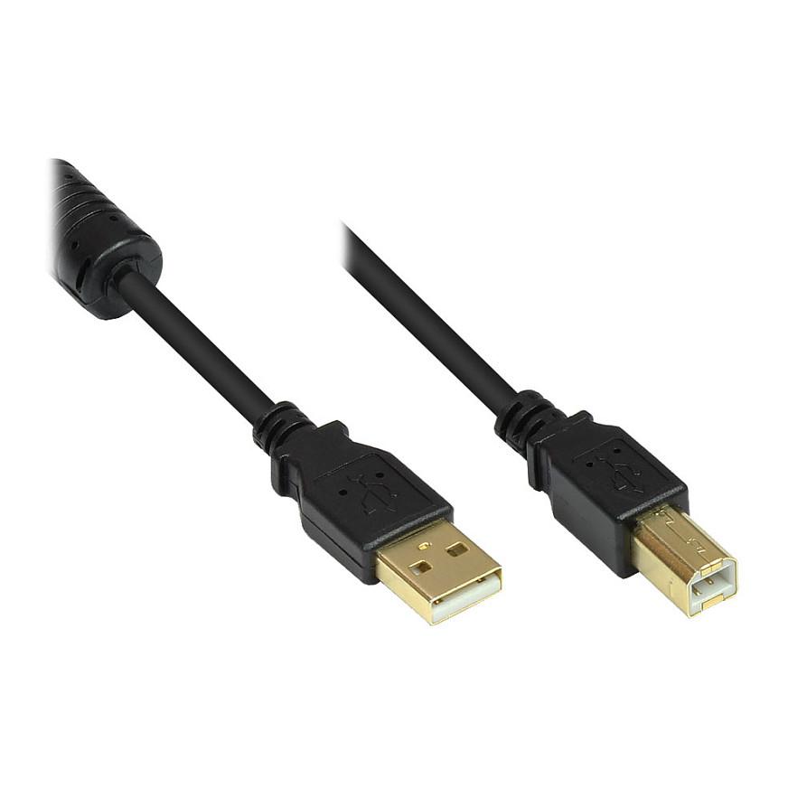 USB 2.0-kabel Good Connections A-B med ferrit - sort, 1 m