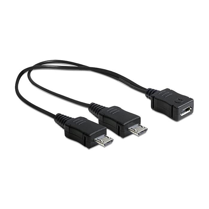 USB-splitterkabel DeLOCK Micro-USB B hun til 2 x Micro-USB B han - 20,5 cm