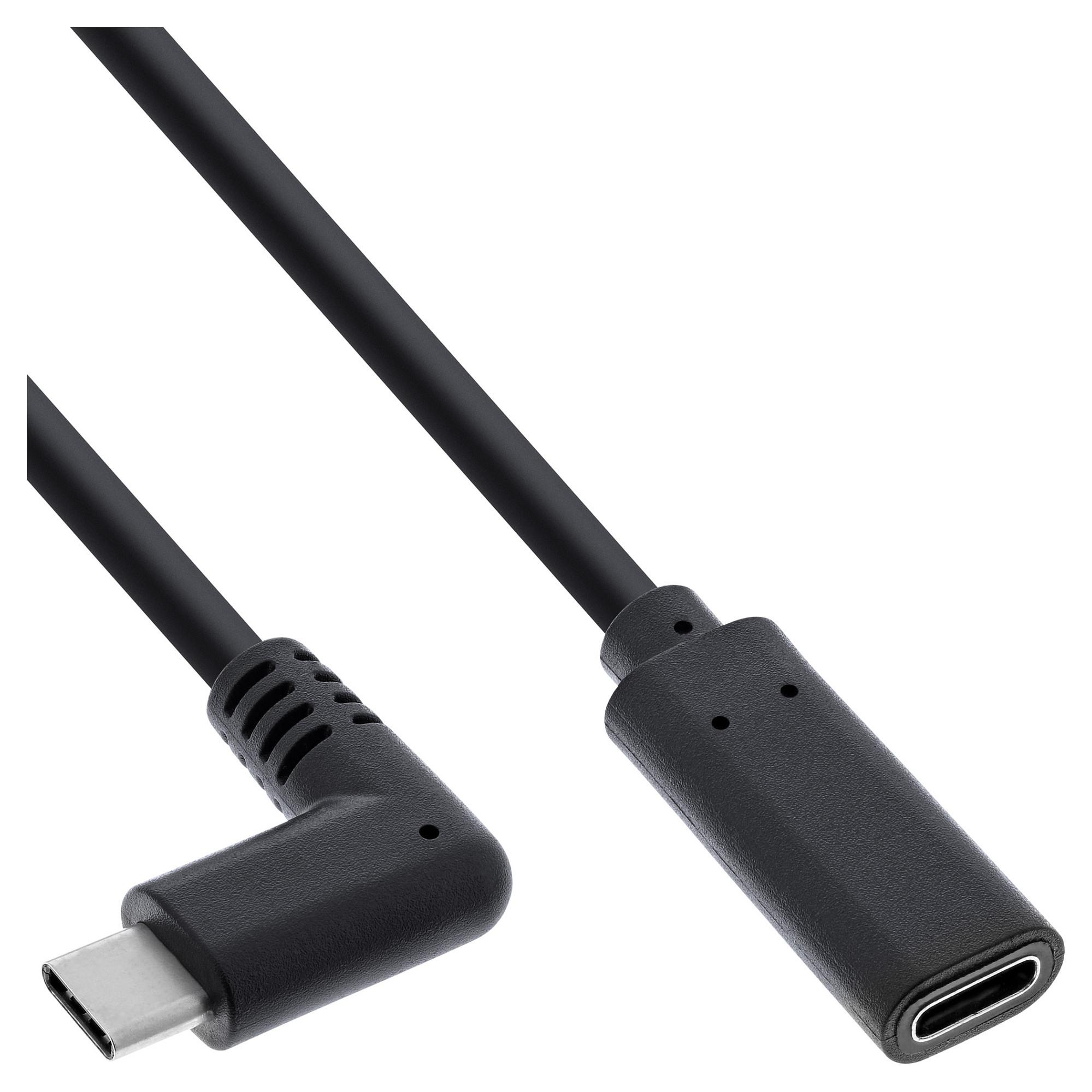 USB-C forlængerkabel InLine 35781 vinklet - sort, 1 m