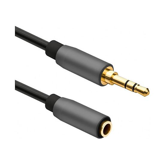 Forlængerkabel Helos 288712 3,5 mm jack han/hun 1 m - sort
