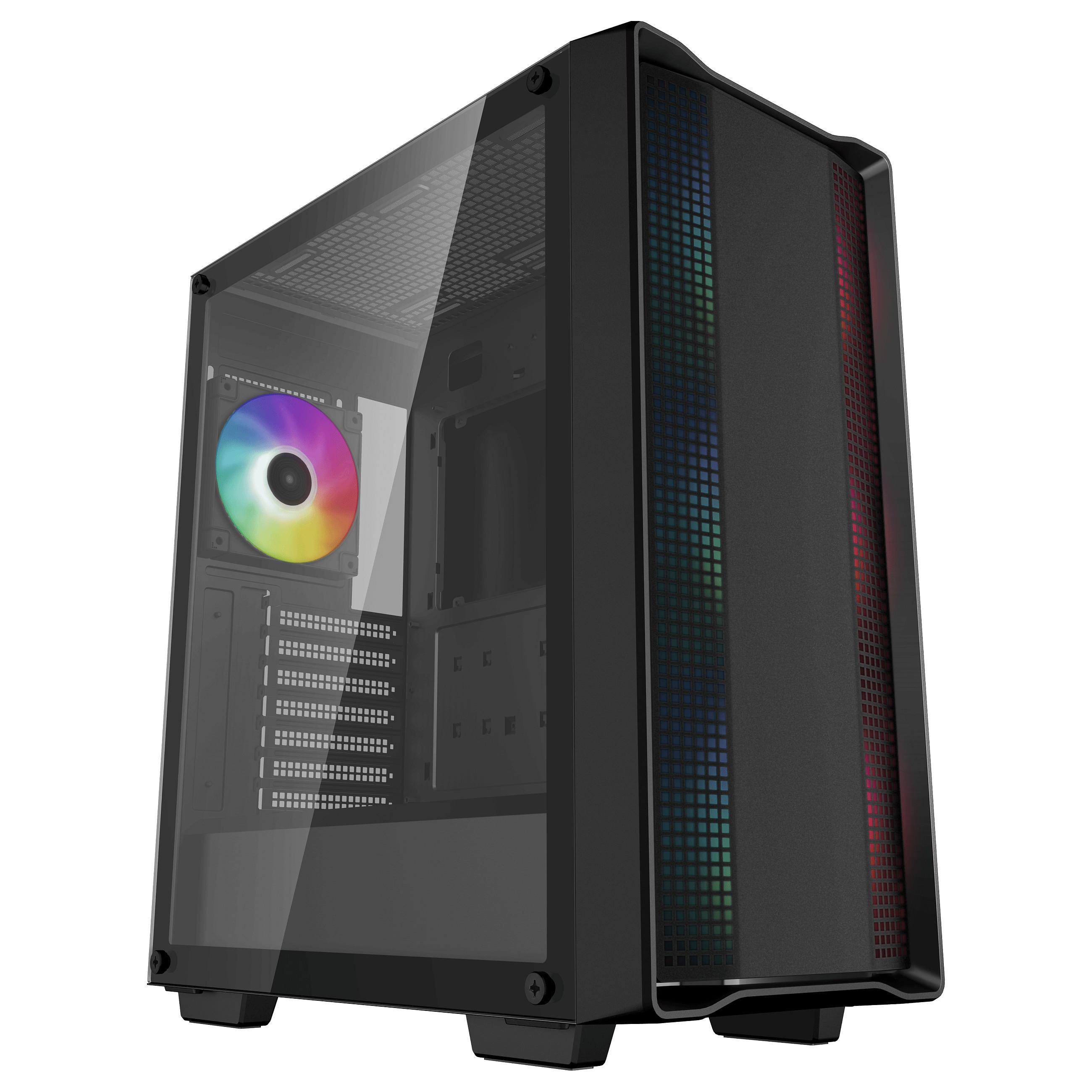 DeepCool CC560 ARGB V2 - Mid tower - ATX - sidepanel med vindue (hærdet glas) - ingen strømforsyning (ATX / PS/2) - sort - USB/Lyd