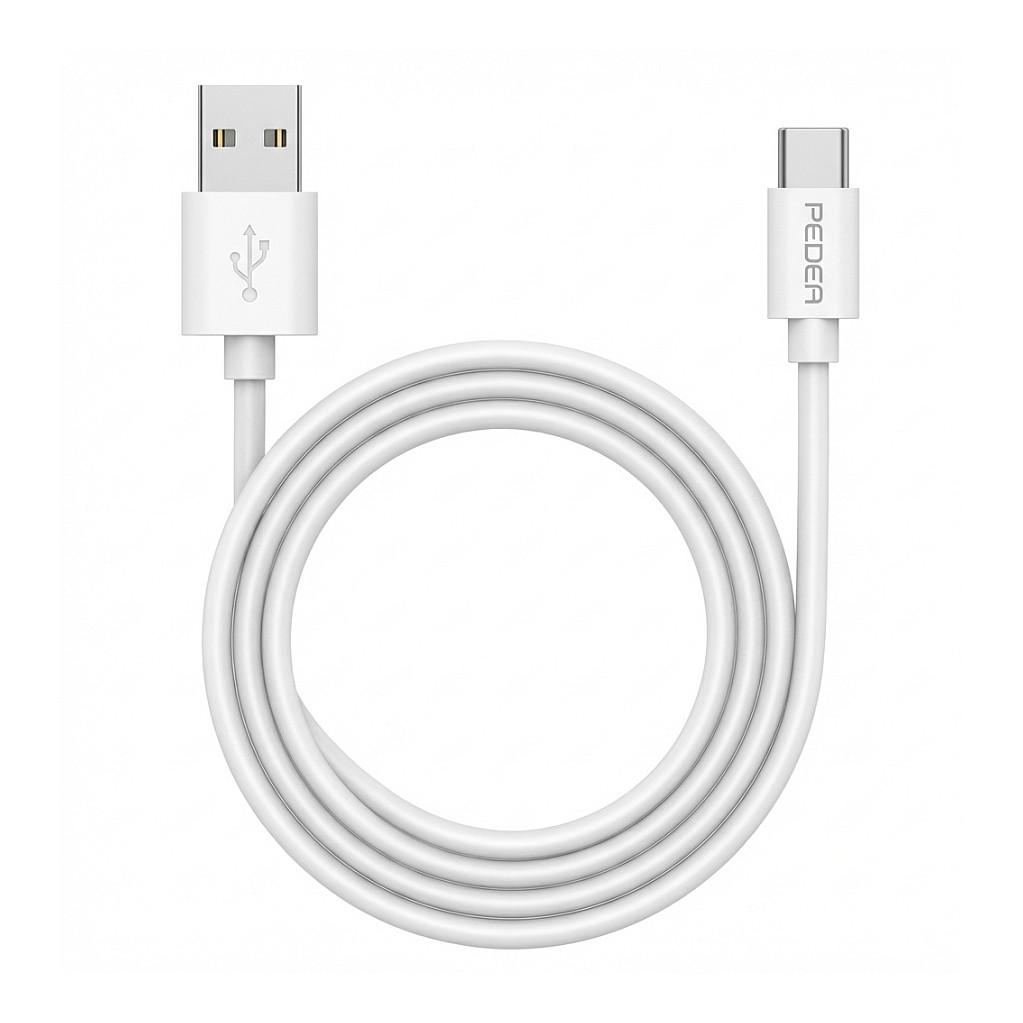 PEDEA Daten- und Schnellladekabel USB-A/USB-C weiß, 1 Meter Länge, 480 Mbit/s Übertragungsrate