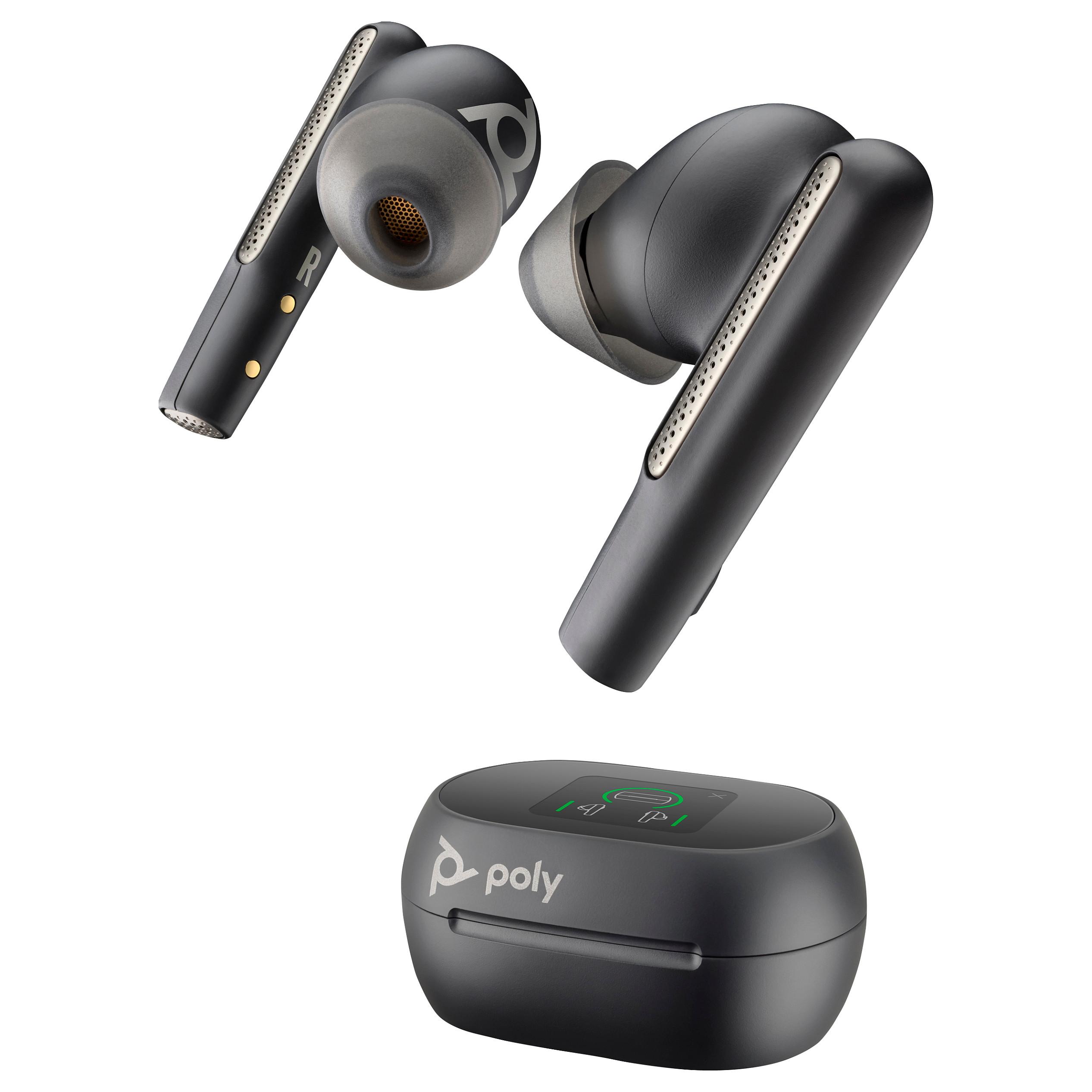 Poly Voyager Free 60+ UC trådløse in-ear høretelefoner med USB-C-etui og touchskærm - Carbon Black