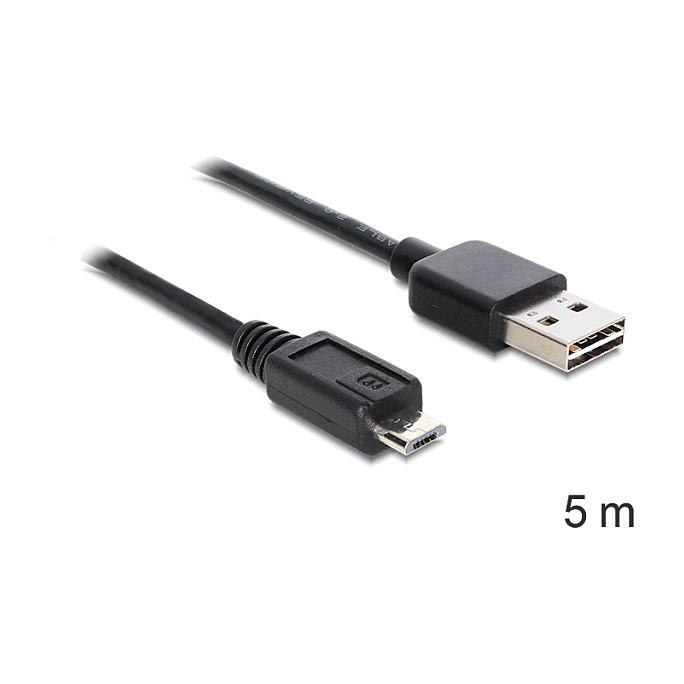 USB-kabel DeLOCK EASY-USB 2.0-A USB-A til Micro-USB B 5 m - sort