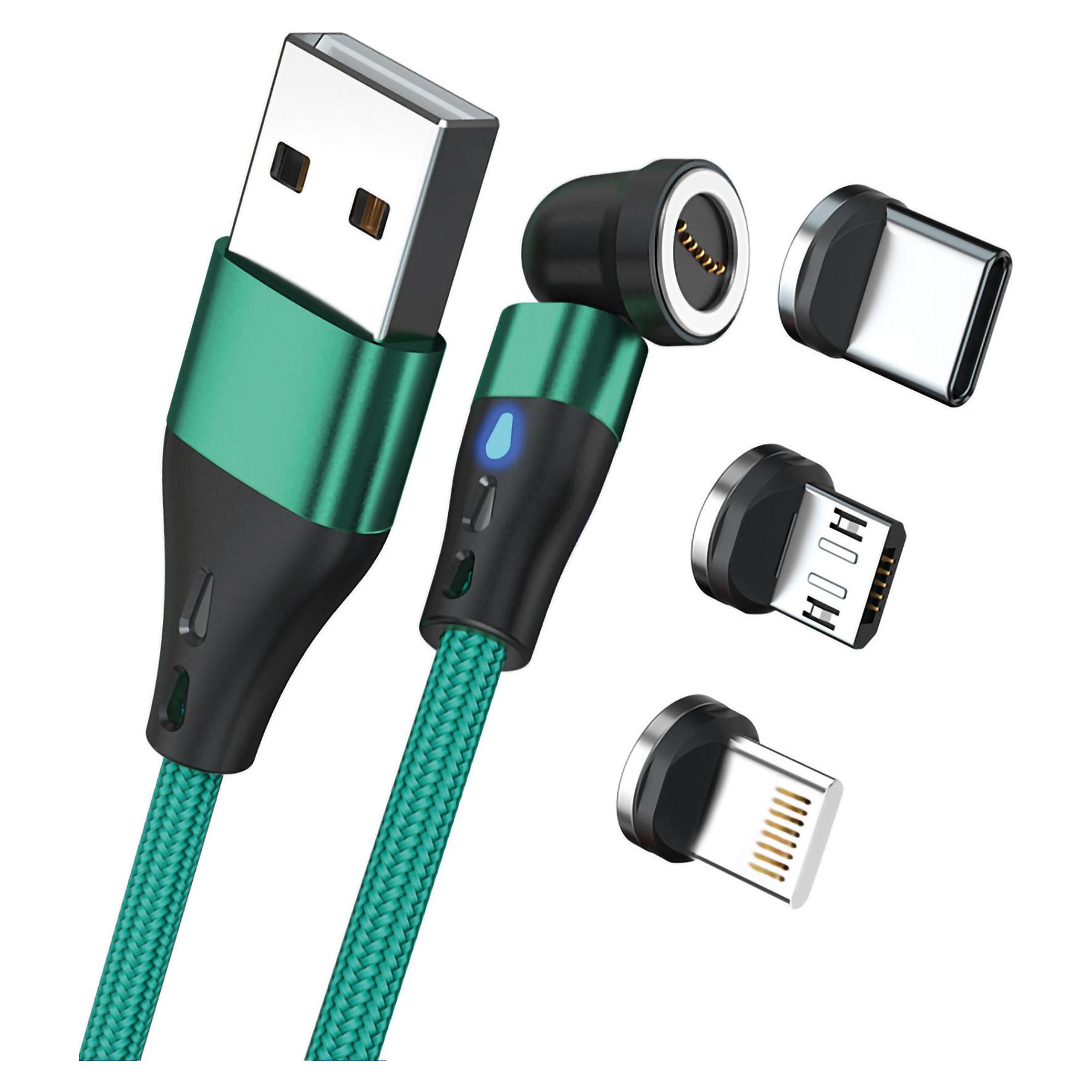 Magnetisk USB-kabel RealPower MagneticCharge3 3 A 1 m - grøn