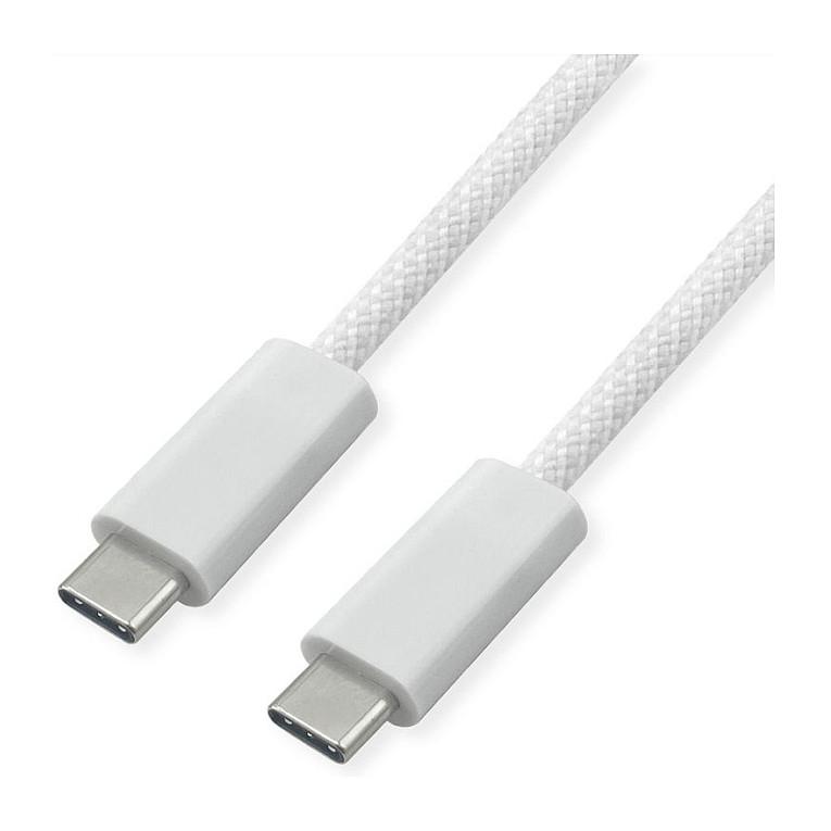 USB-C kabel ROLINE 11.02.8340 USB4 Gen 3x2 - hvid, 1 m