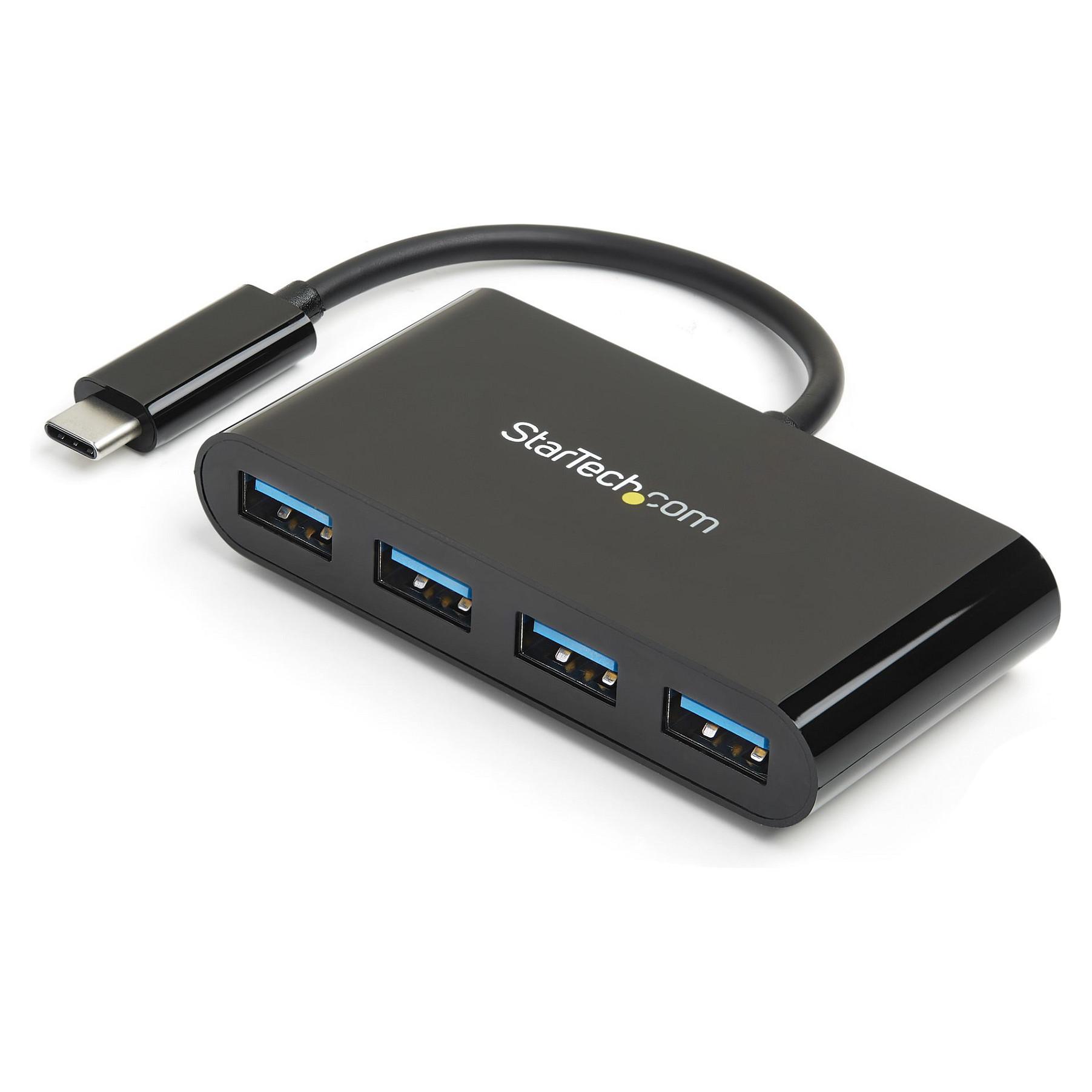 Startech 4-Port USB-C Hub - Portable USB-C to 4x USB-A Hub - Bus-Powered USB 3.1 Gen 1 Type-C Hub - USB 3.0 Port Expander (HB30C4AB) - Hub - 4 x SuperSpeed USB 3.0 - desktop
