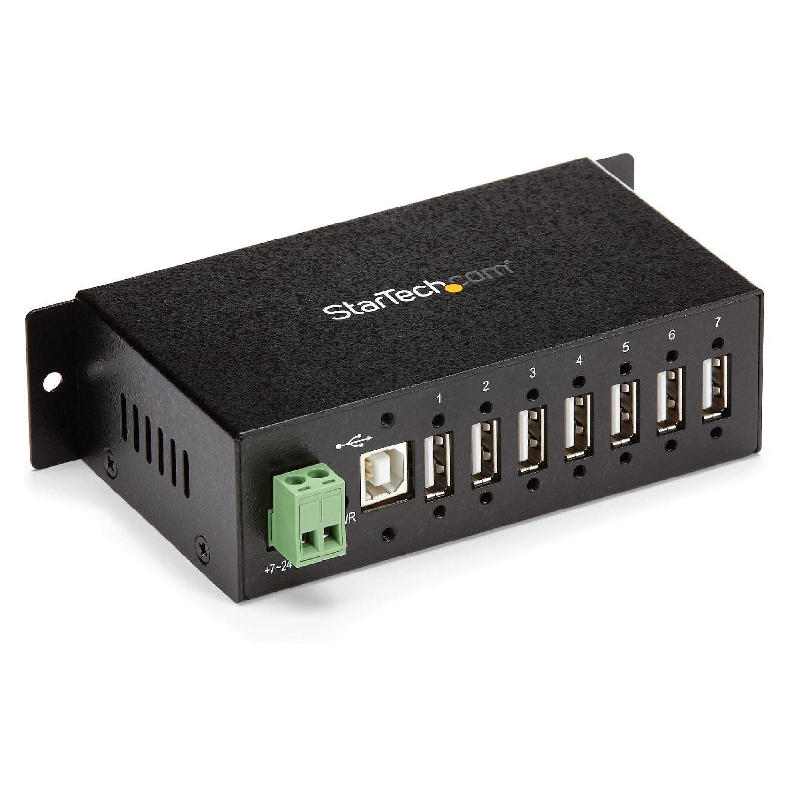 Startech USB 2.0 Hub - 7 Port - Mountable Rugged Industrial - Self Powered USB Hub - Hub - 7 x USB 2.0 - DIN monterbar på skinne - DC strøm - for P/N