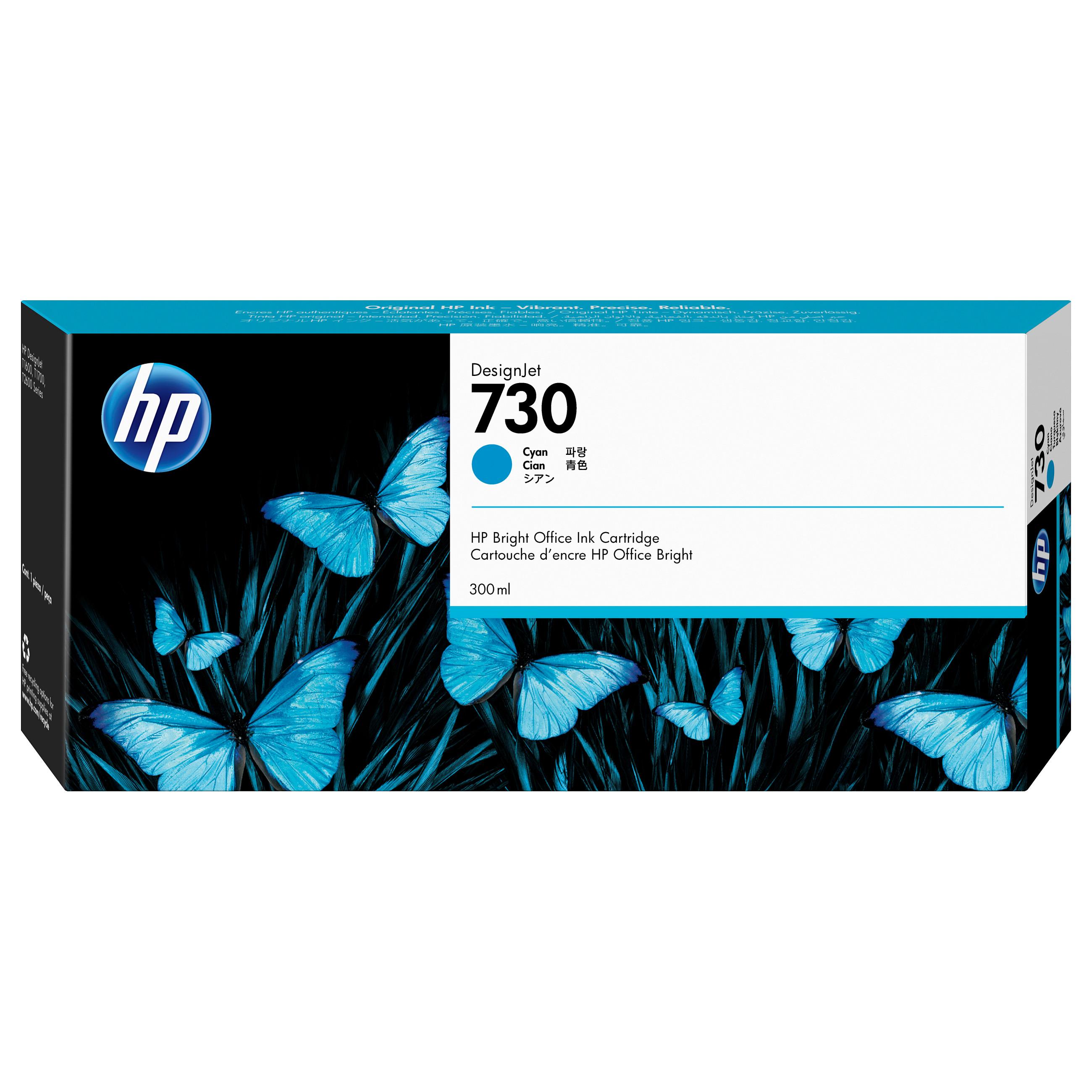 HP 730 - 300 ml - høj kapacitet - cyan - original - DesignJet - blækpatron - for DesignJet SD Pro MFP, T1600, T1600dr, T1700, T1700dr, T1708, T1708dr, T2600, T2600dr