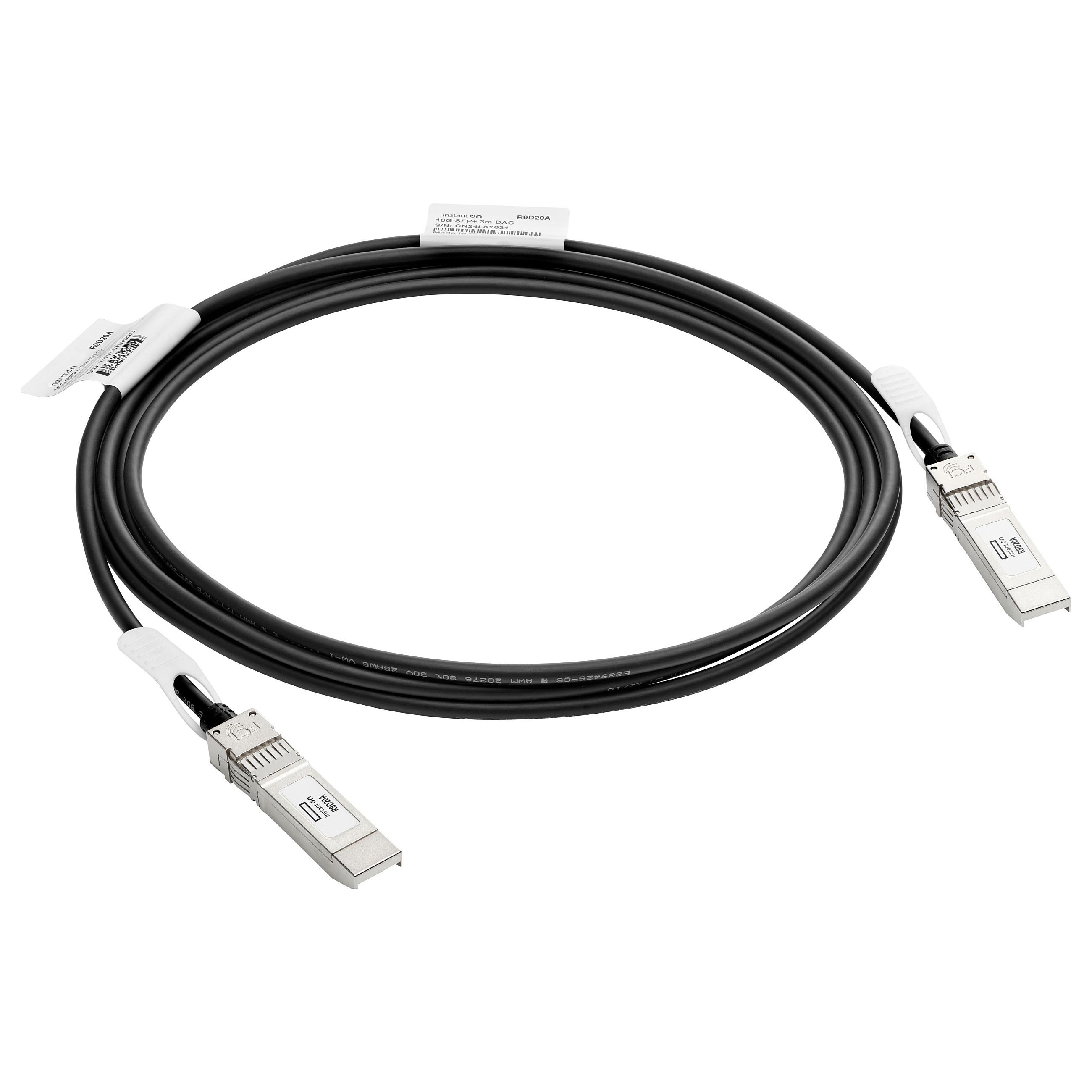 HPE Aruba R9D20A InfiniBand og Fiberoptisk Kabel - 3m, SFP+ - Sort, Sølv