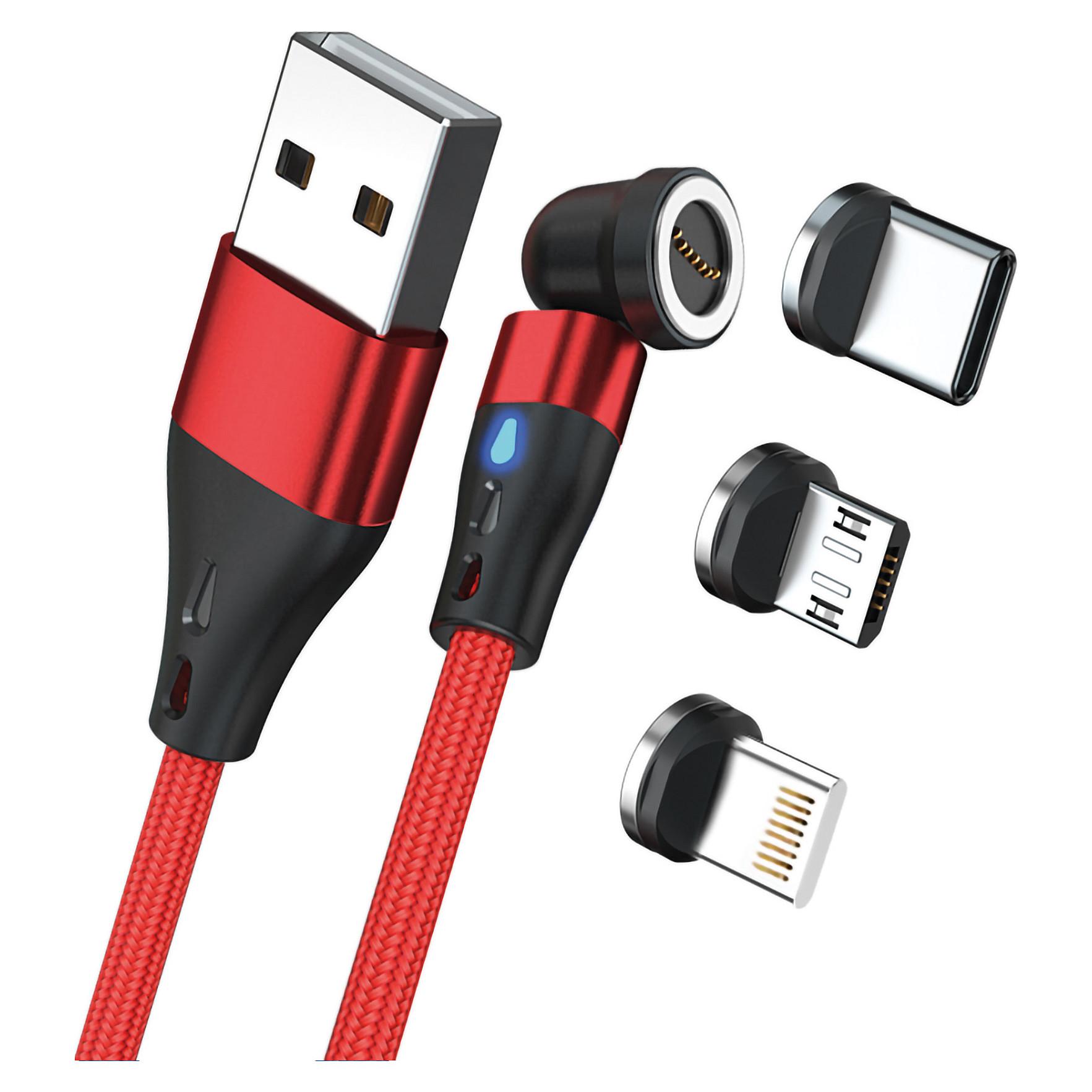 Magnetisk USB-kabel RealPower MagneticCharge3 1 m - rød