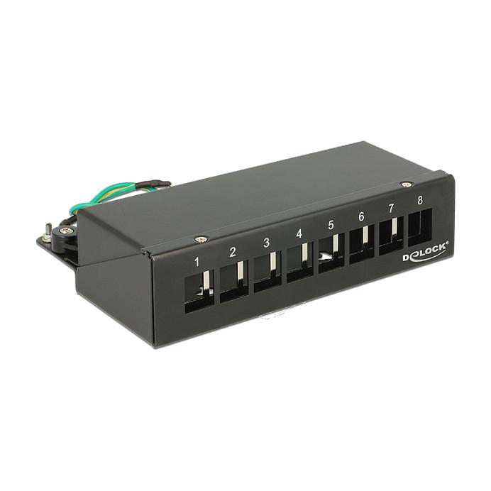 Delock Keystone Desktop Patch Panel - Patch-panel - jet black, RAL 9005 - 8 porte