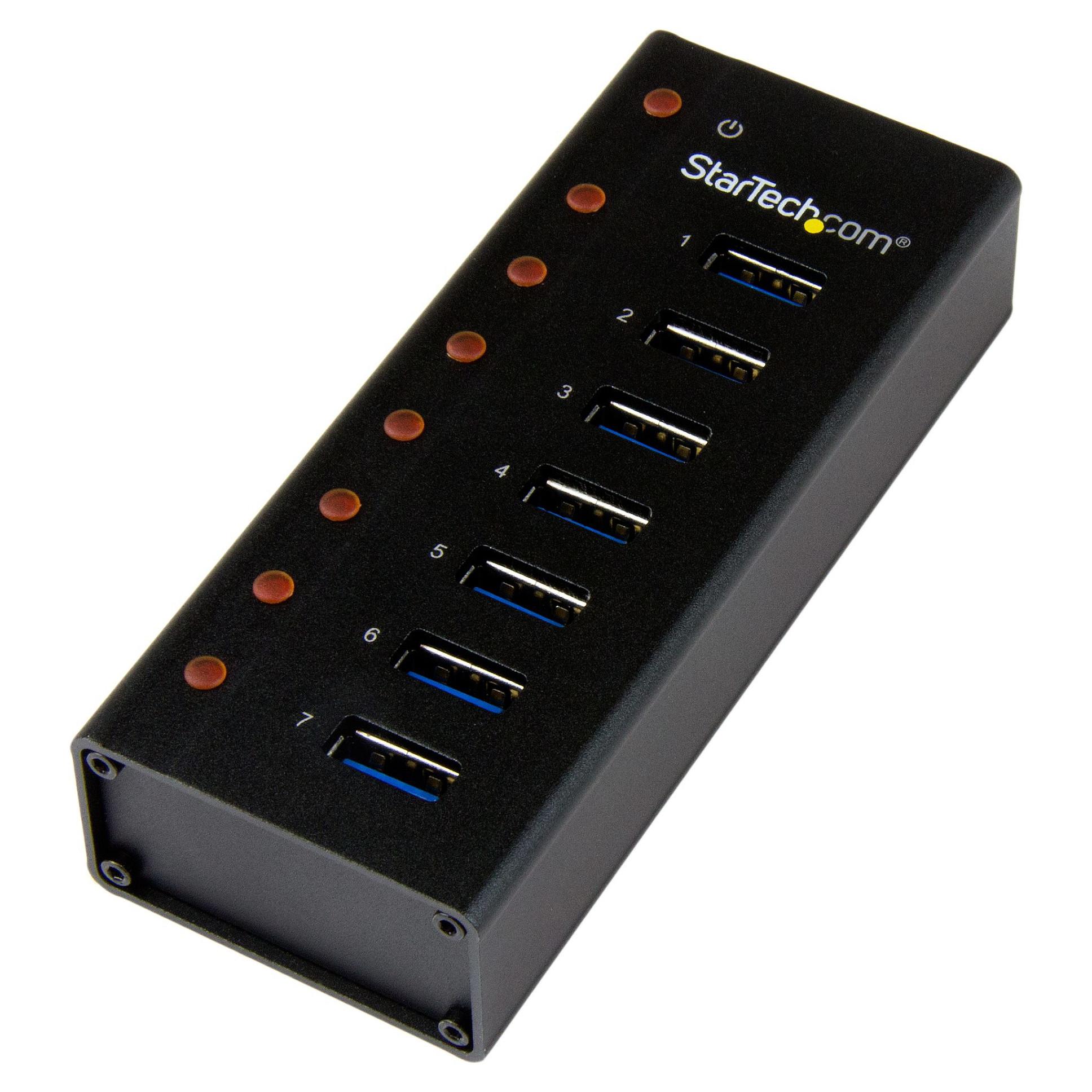 StarTech.com 7 Port USB 3.0 Hub (5 Gbps) - Metal Enclosure - Desktop or Wall Mountable - Rugged & industrial Powered USB Expander and Splitter Hub (ST7300U3M) Hub 7 porte USB