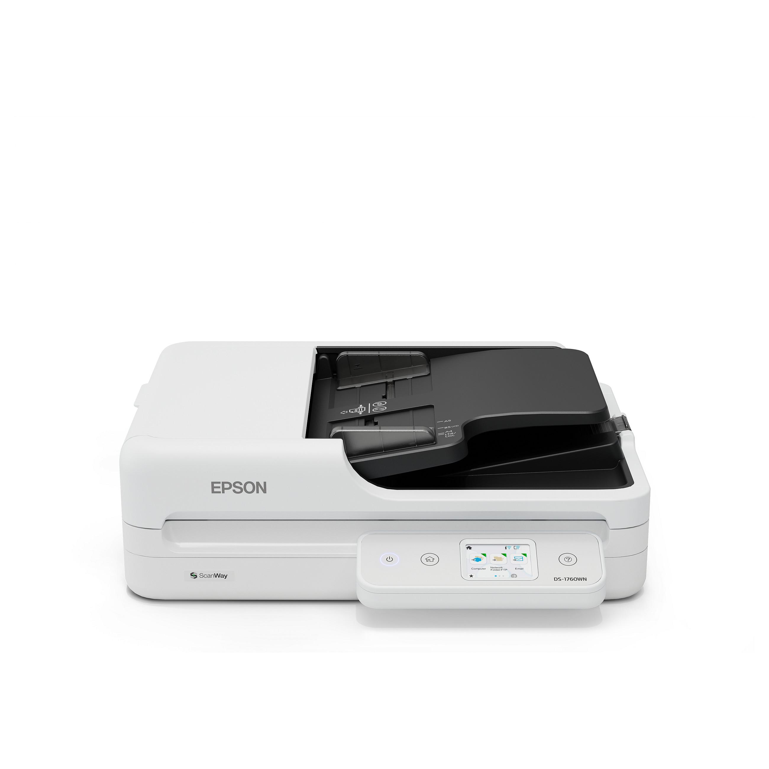 Epson WorkForce DS-1760WN - Dokumentscanner - Duplex - 215.9 x 5588 mm - 1200 dpi x 1200 dpi - op til 30 ppm (mono) / op til 30 ppm (farve) - ADF (60 ark) - op til 3000 scanninger pr. dag - USB 2.0, Gigabit LAN, Wi-Fi