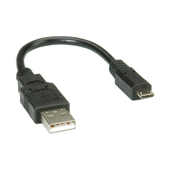 USB-kabel ROLINE USB 2.0 USB-A til Micro-USB B - sort, 0,15 m