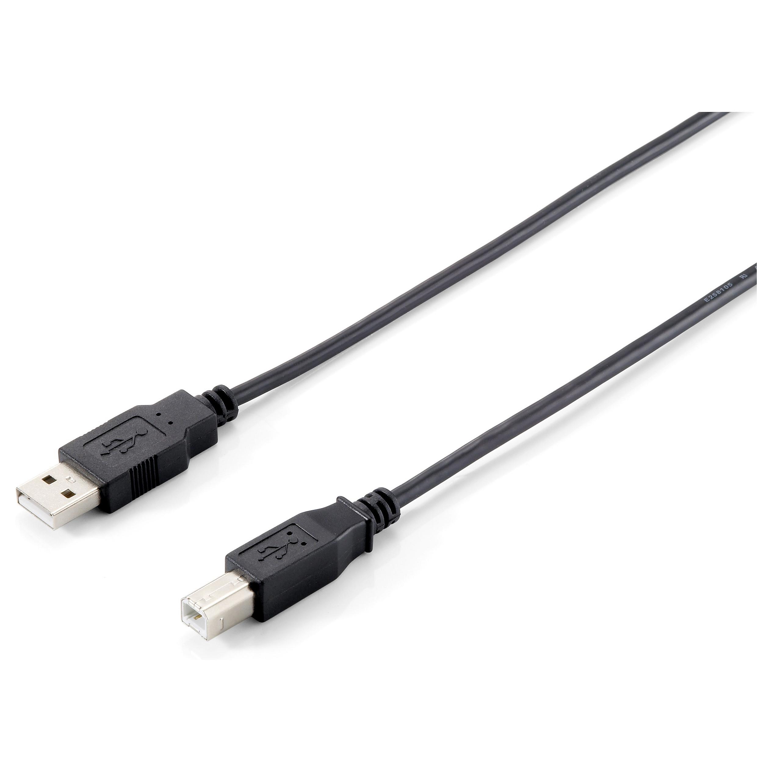 USB-printerkabel Equip USB 2.0 A til B - 5 m, sort