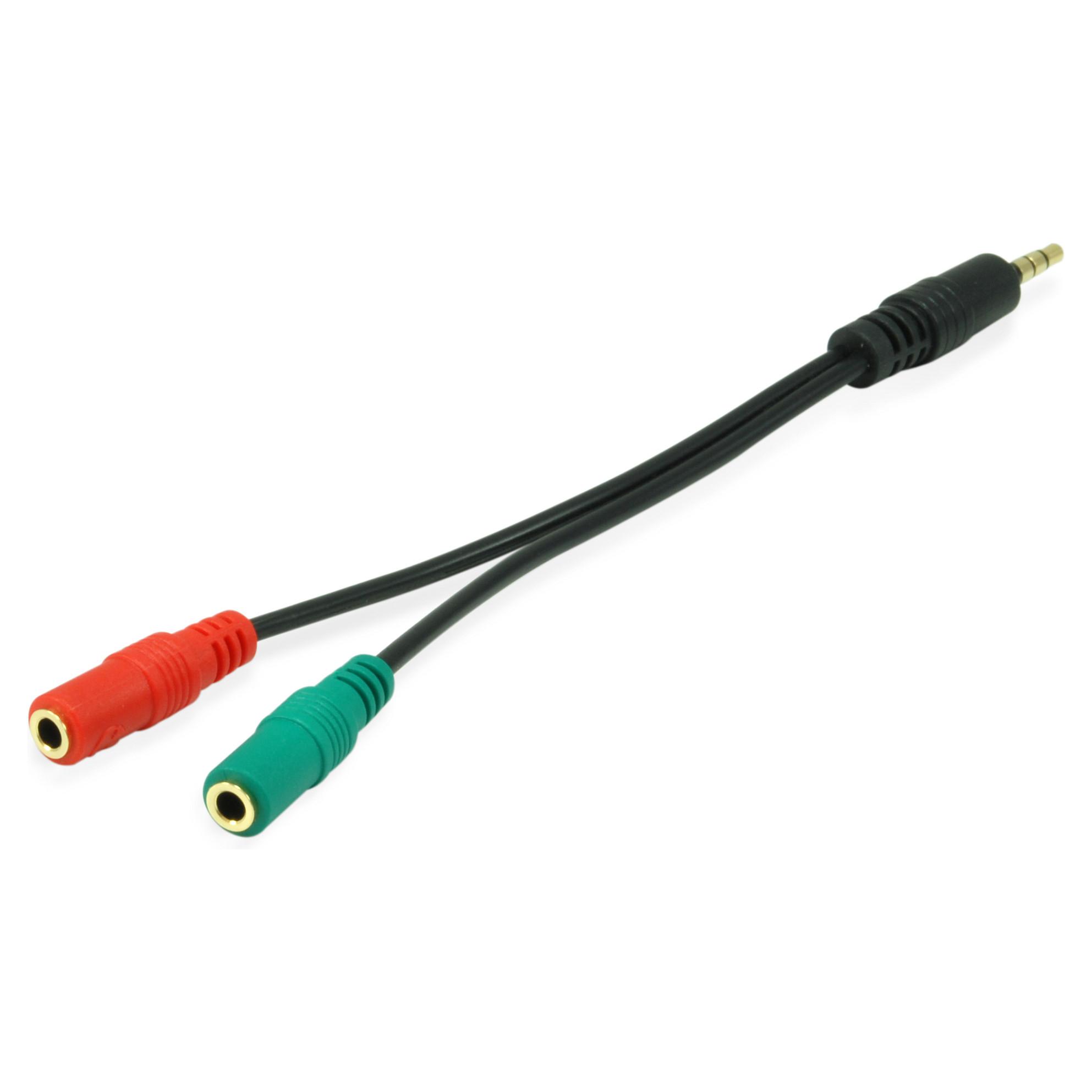 Headset-splitkabel Equip 147943 3,5 mm 1x han til 2x hun - sort