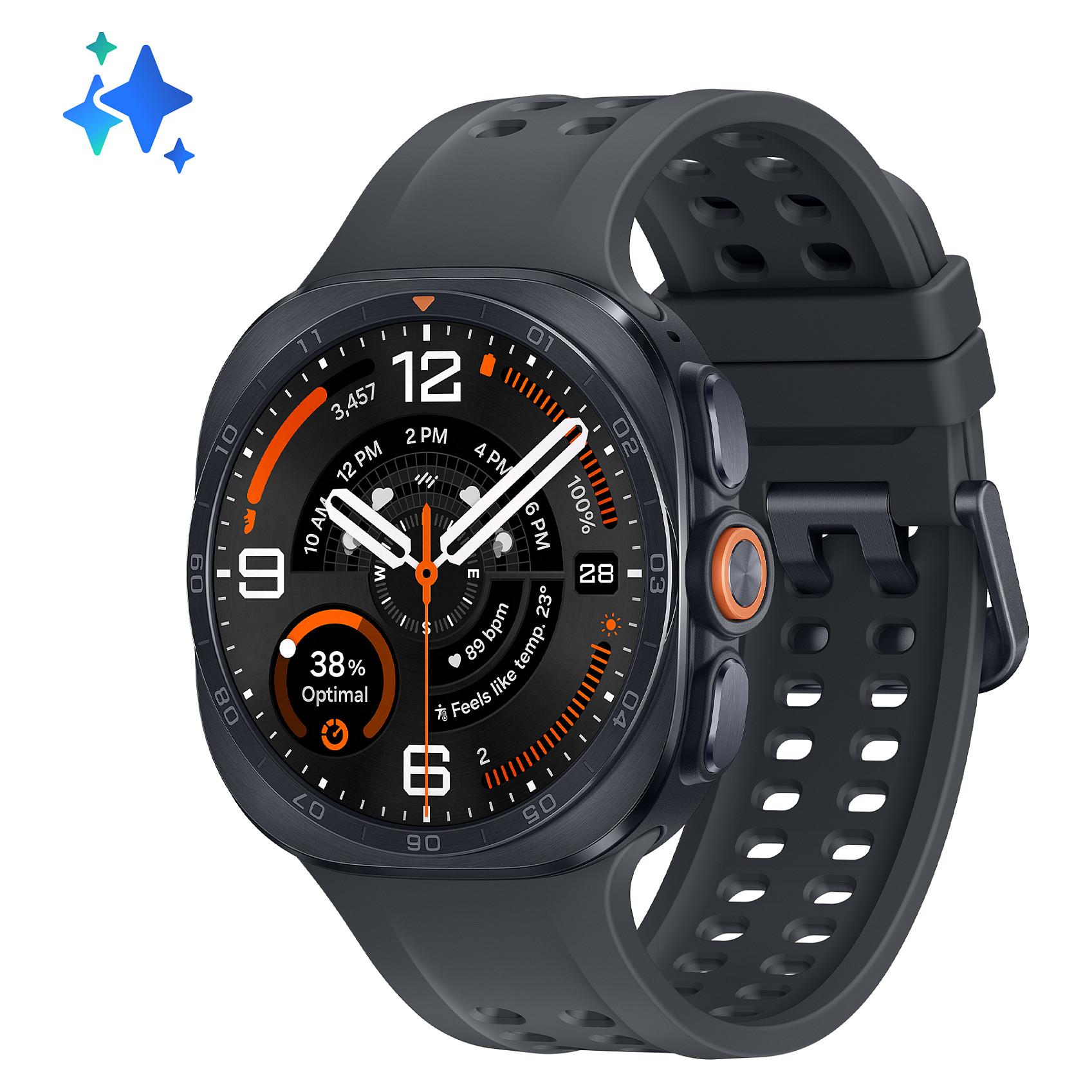 Samsung Galaxy Watch Ultra2 47 mm titaniumgrå smartwatch med LTE, 64 GB og sort marinebånd M/L