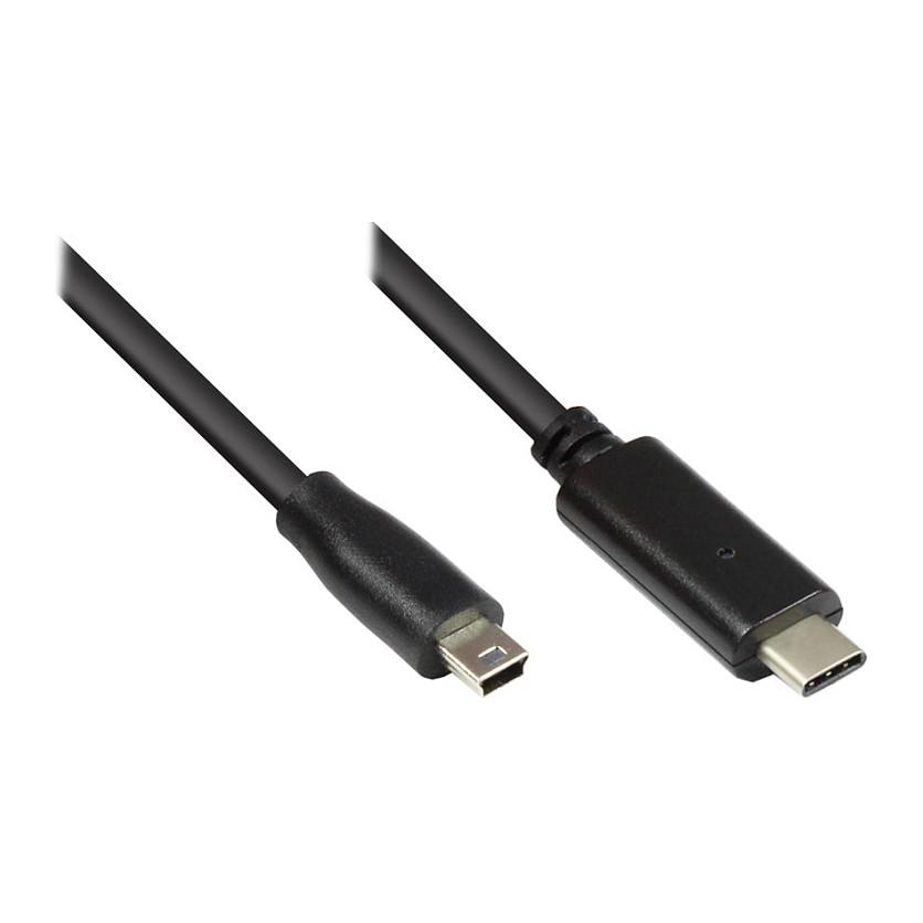 USB-C til Mini-USB B-kabel econ connect 3310-CM018 - 1,8 m, sort