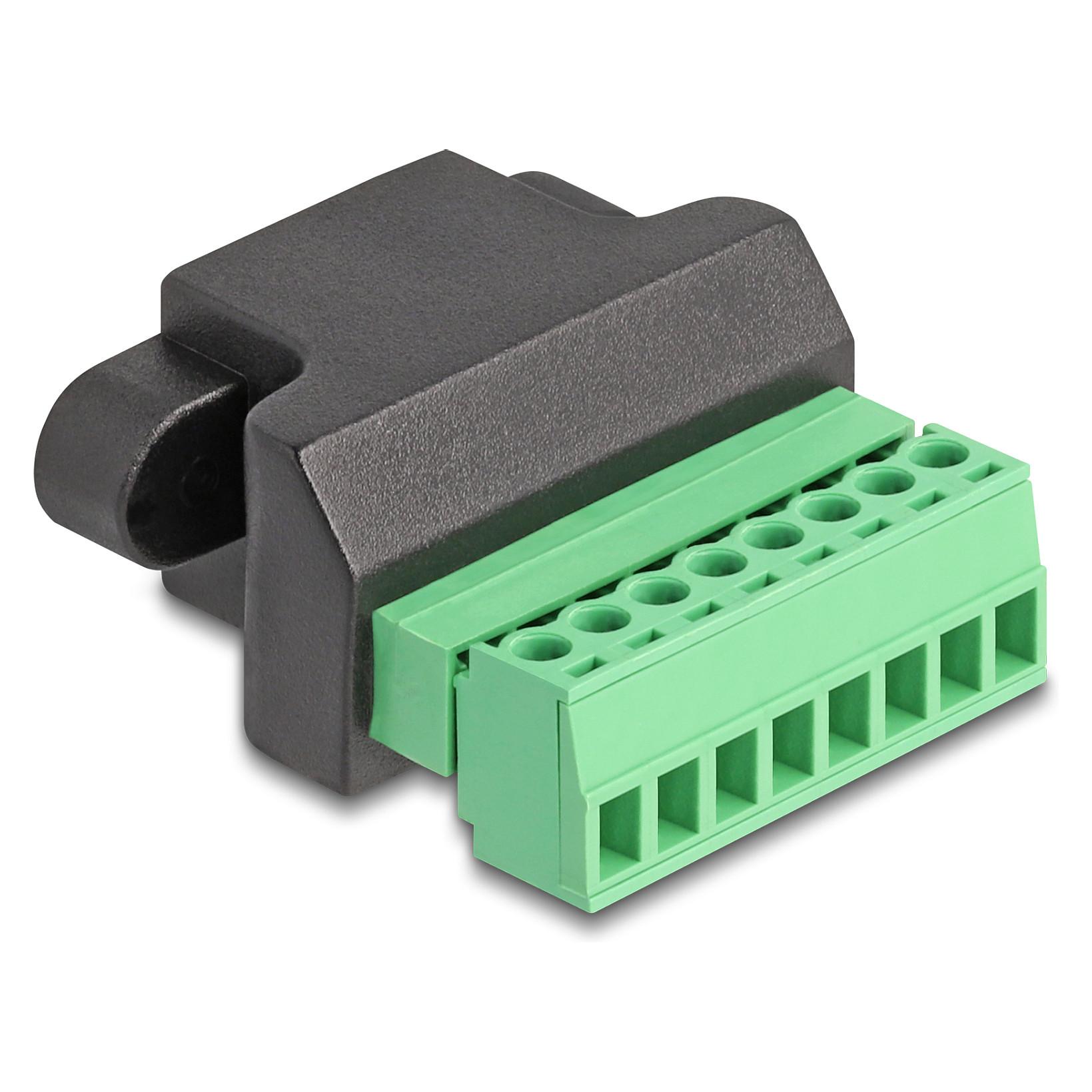Delock - Netværk-konnektor - RJ-45 (hun) til 8-pins terminalblok aftagelig - sort, grøn