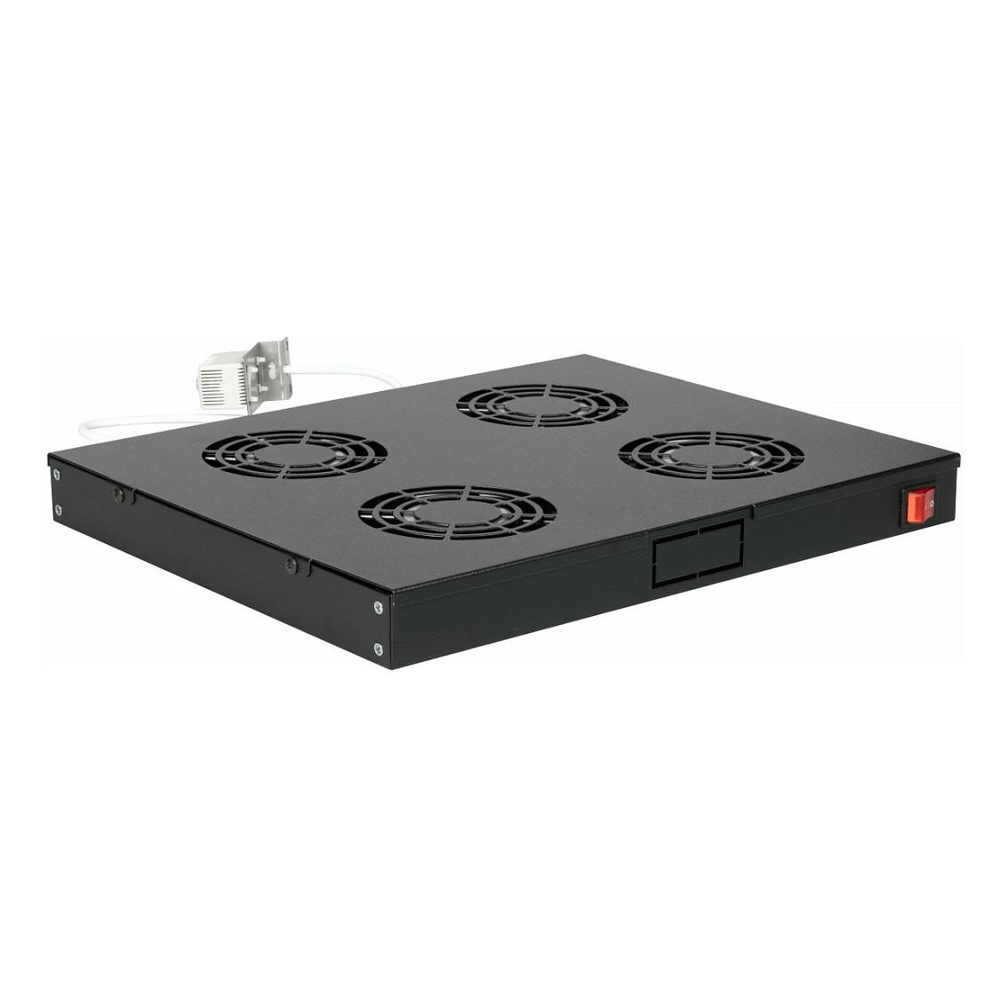 EQUIP 19" rackkøleenhed 1U med 4 blæsere og 12 cm ventilatorer - sort