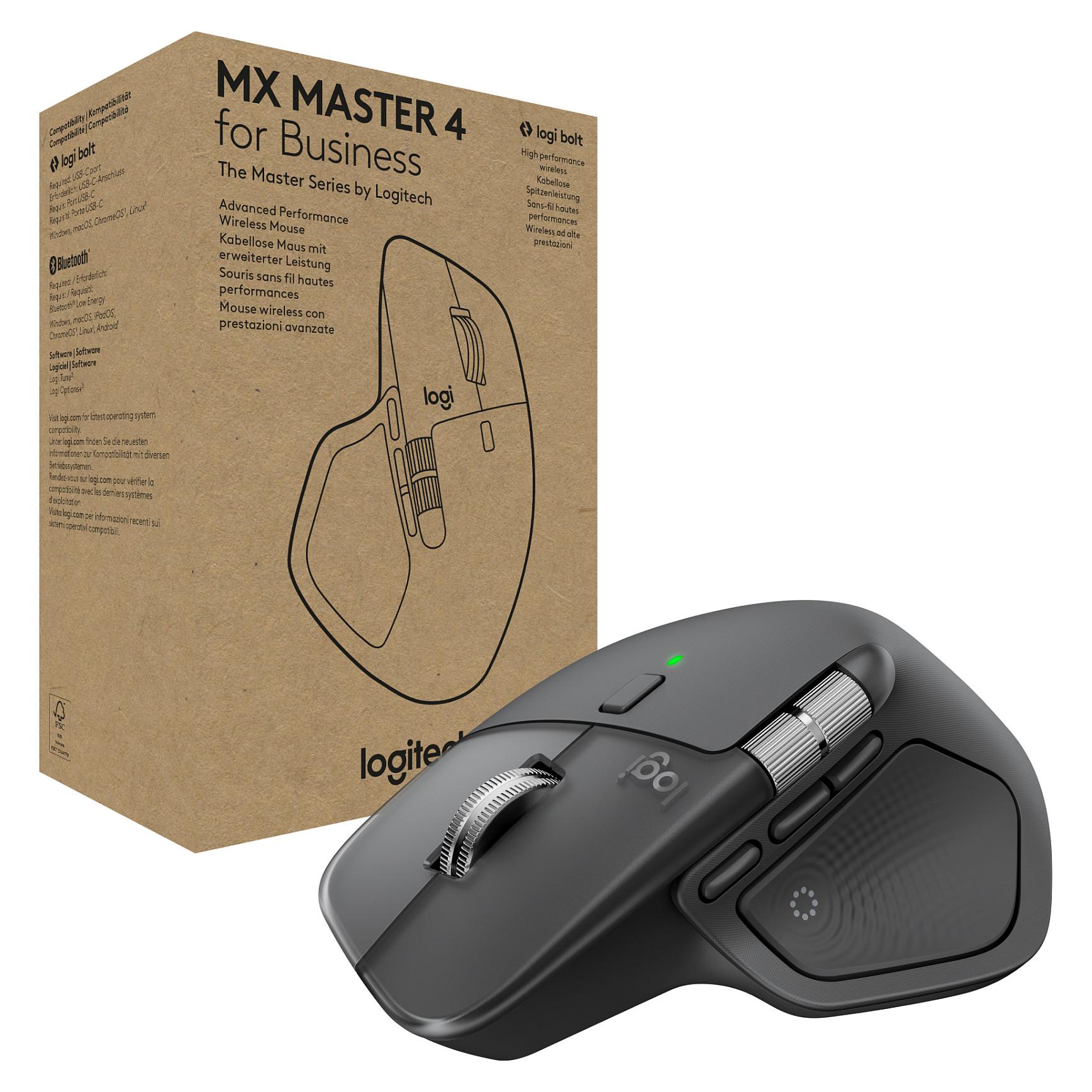 Logitech MX Master 4 for Business - Mus - 8 knapper - trådløs - Bluetooth, 2.4 GHz - Logitech Logi Bolt USB-modtager