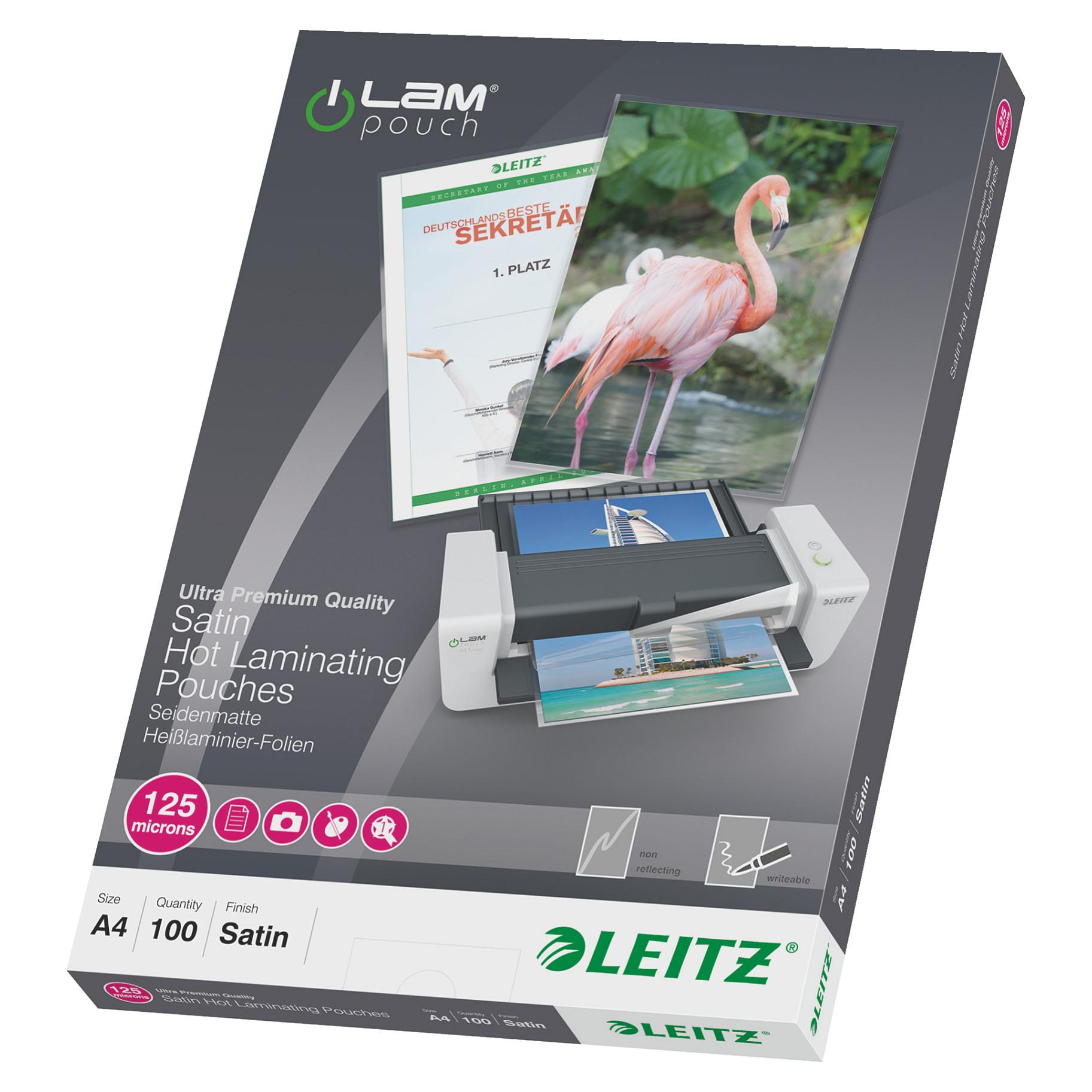 Lamineringslommer Leitz A4 125 micron mat - (100 stk.)