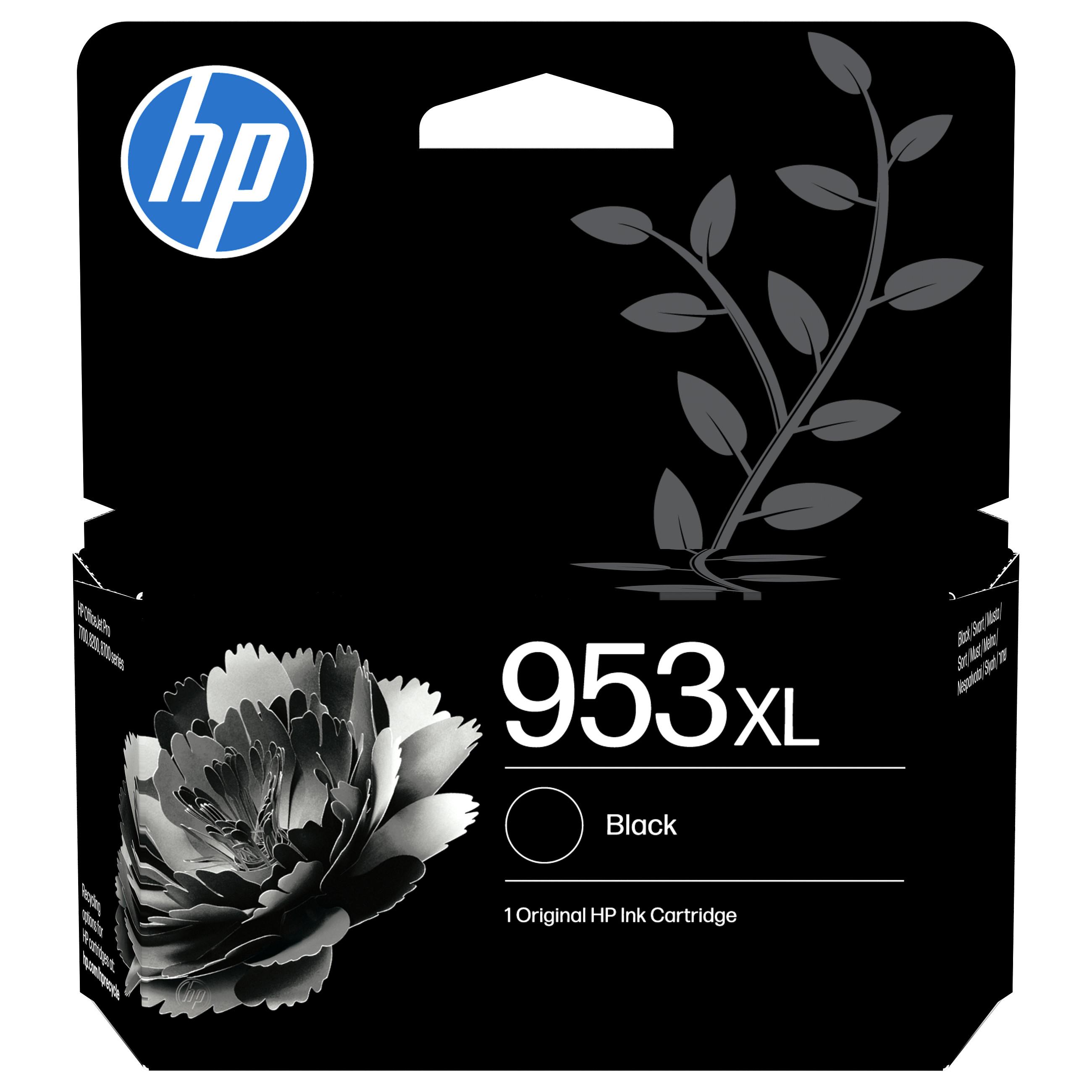 HP 953XL sort original blækpatron XL med høj kapacitet - 42,5 ml og op til 2.000 sider